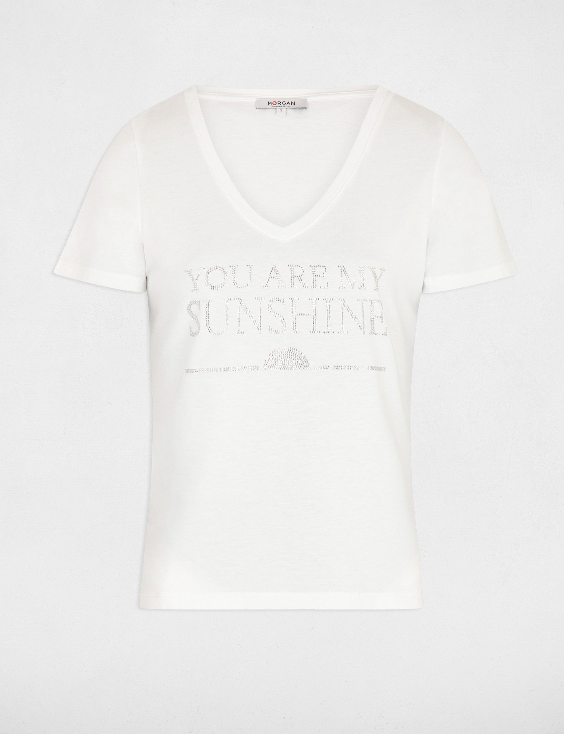 T-shirt with message ecru ladies'