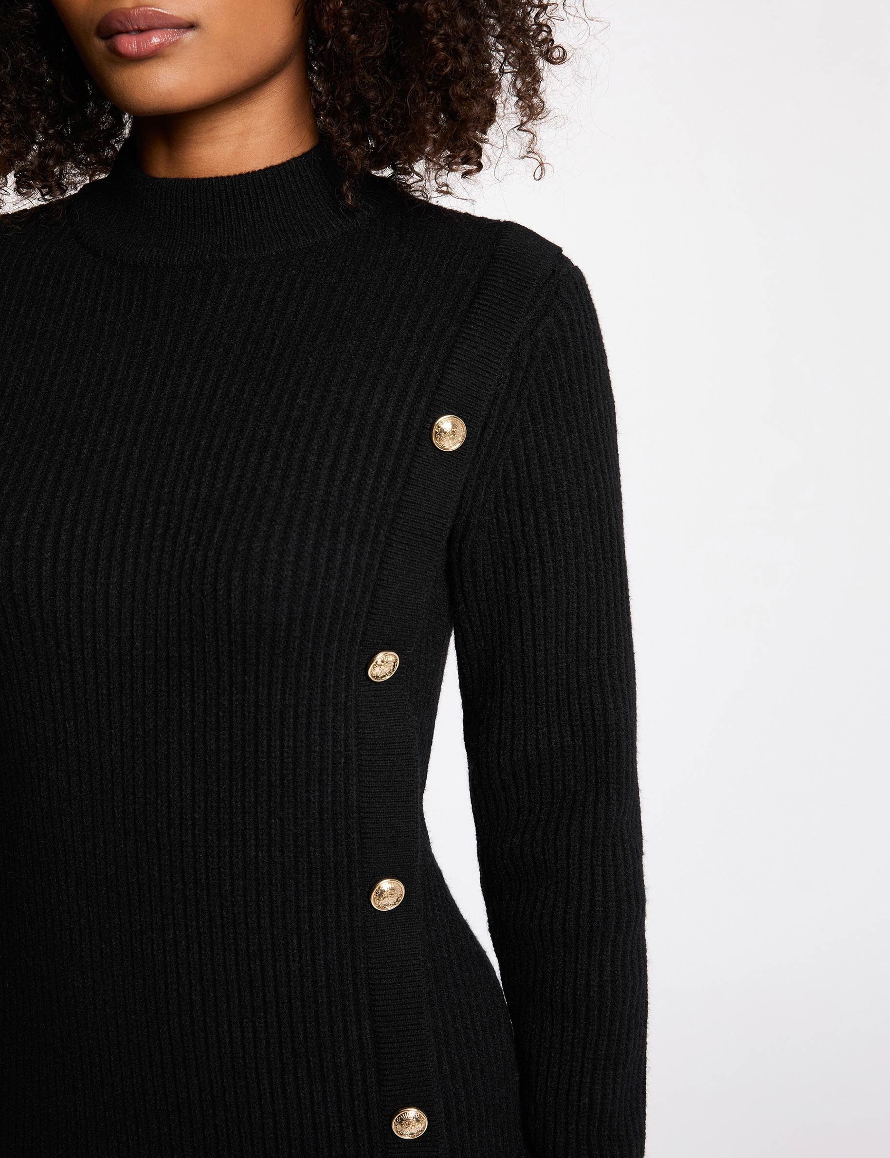 Robe courte tricot noir femme