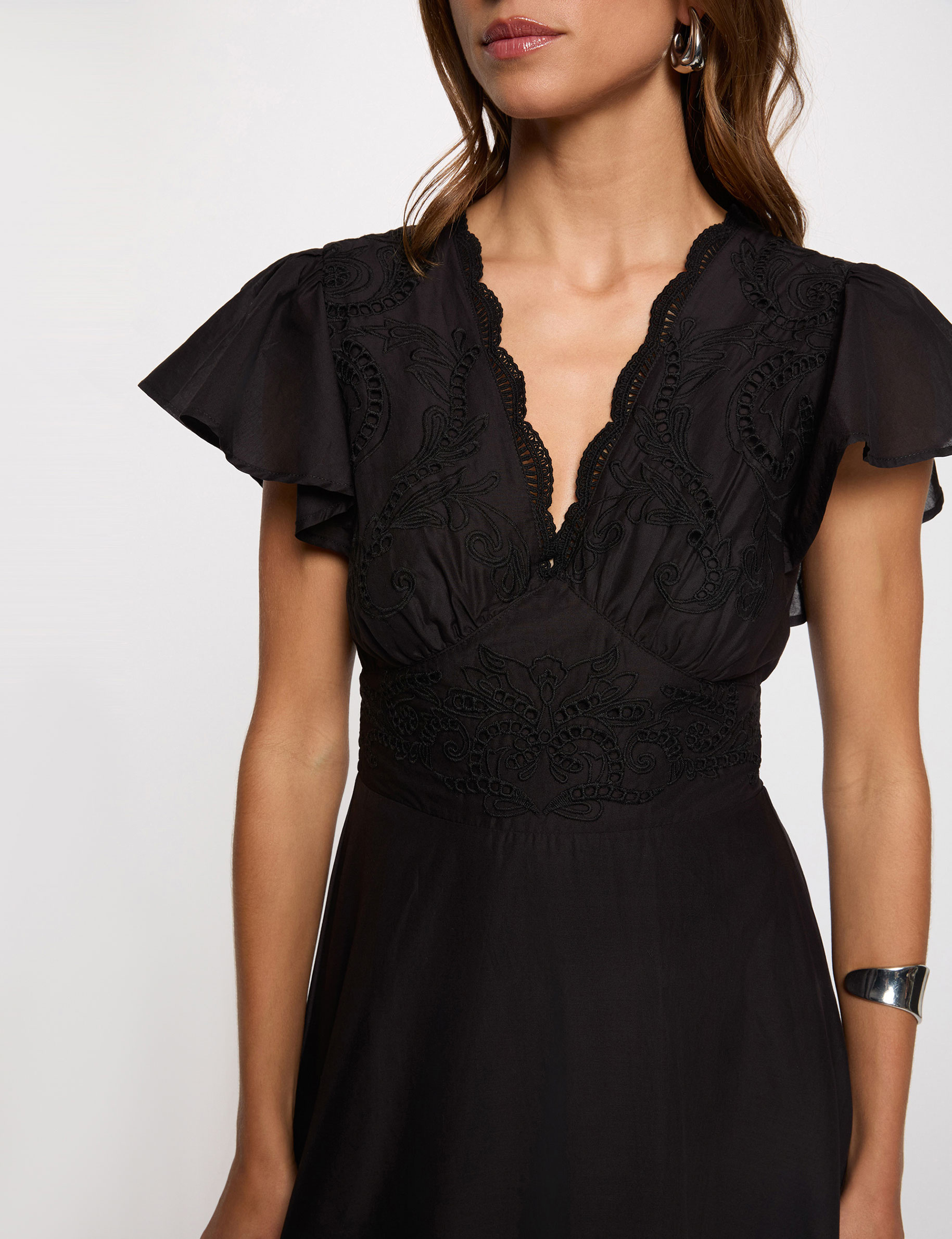Long dress with embroidery black women