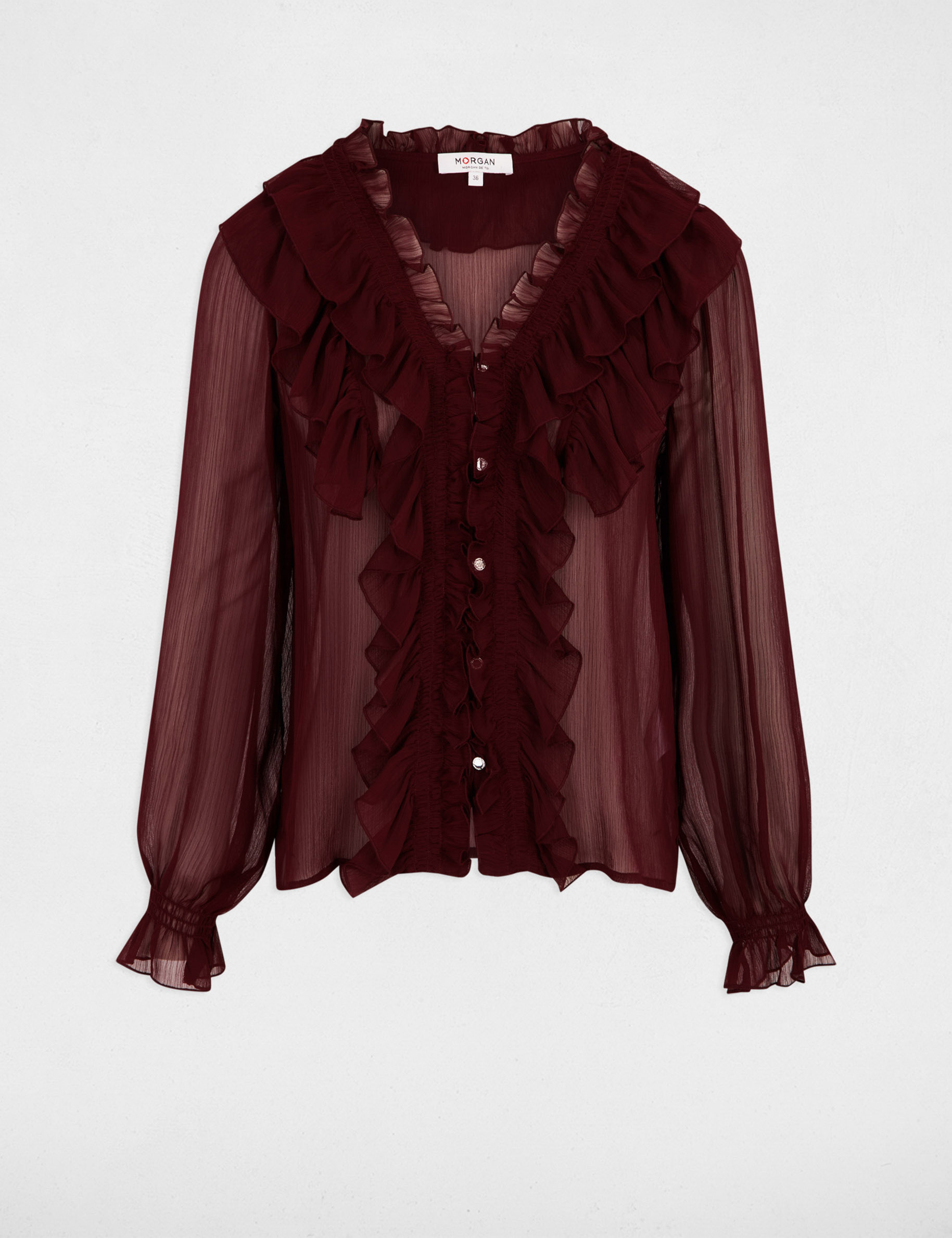 chemise fluide col v prune femme Chemise fluide col v prune femme