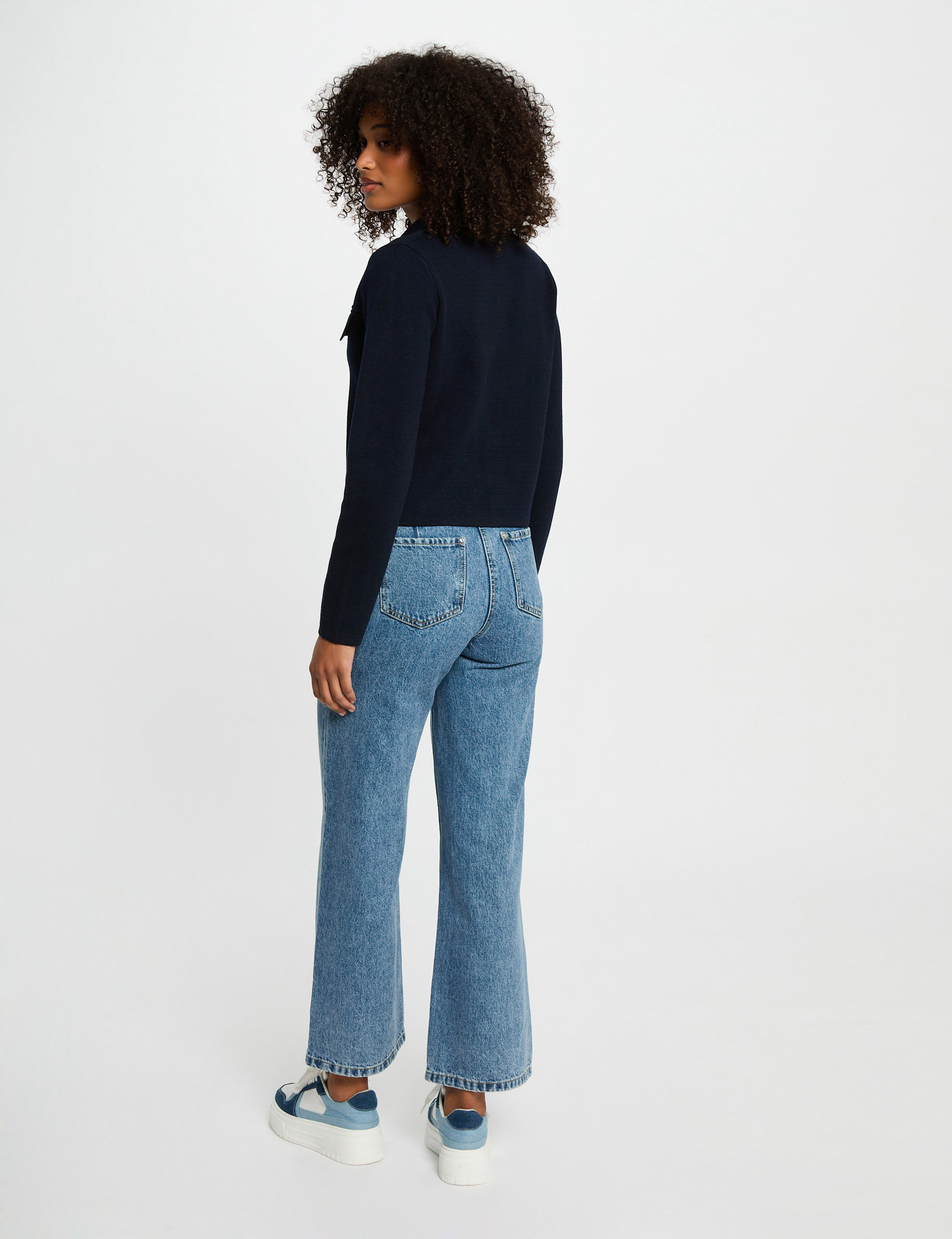 long sleeved cardigan navy blue women Long-sleeved cardigan navy blue women
