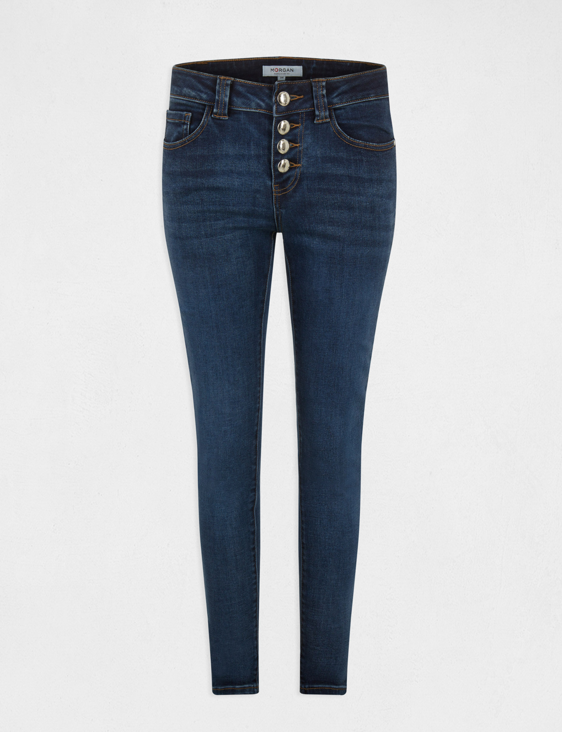Buttoned slim jeans stone denim ladies'