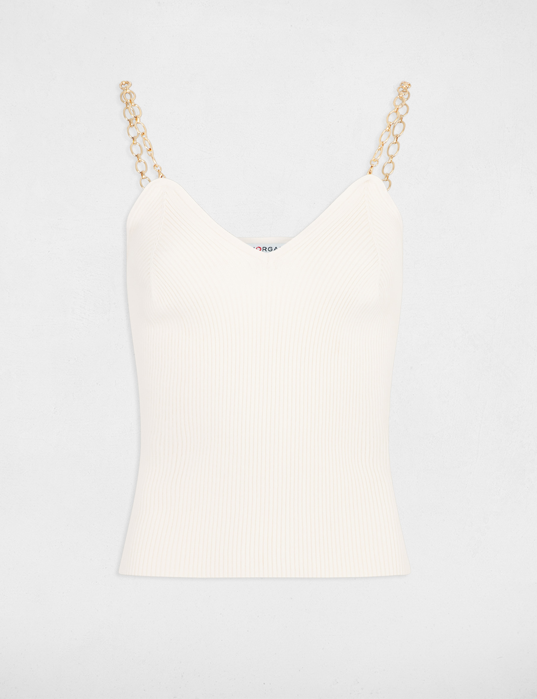 knitted top with chain straps ivory women Knitted top with chain straps ivory women