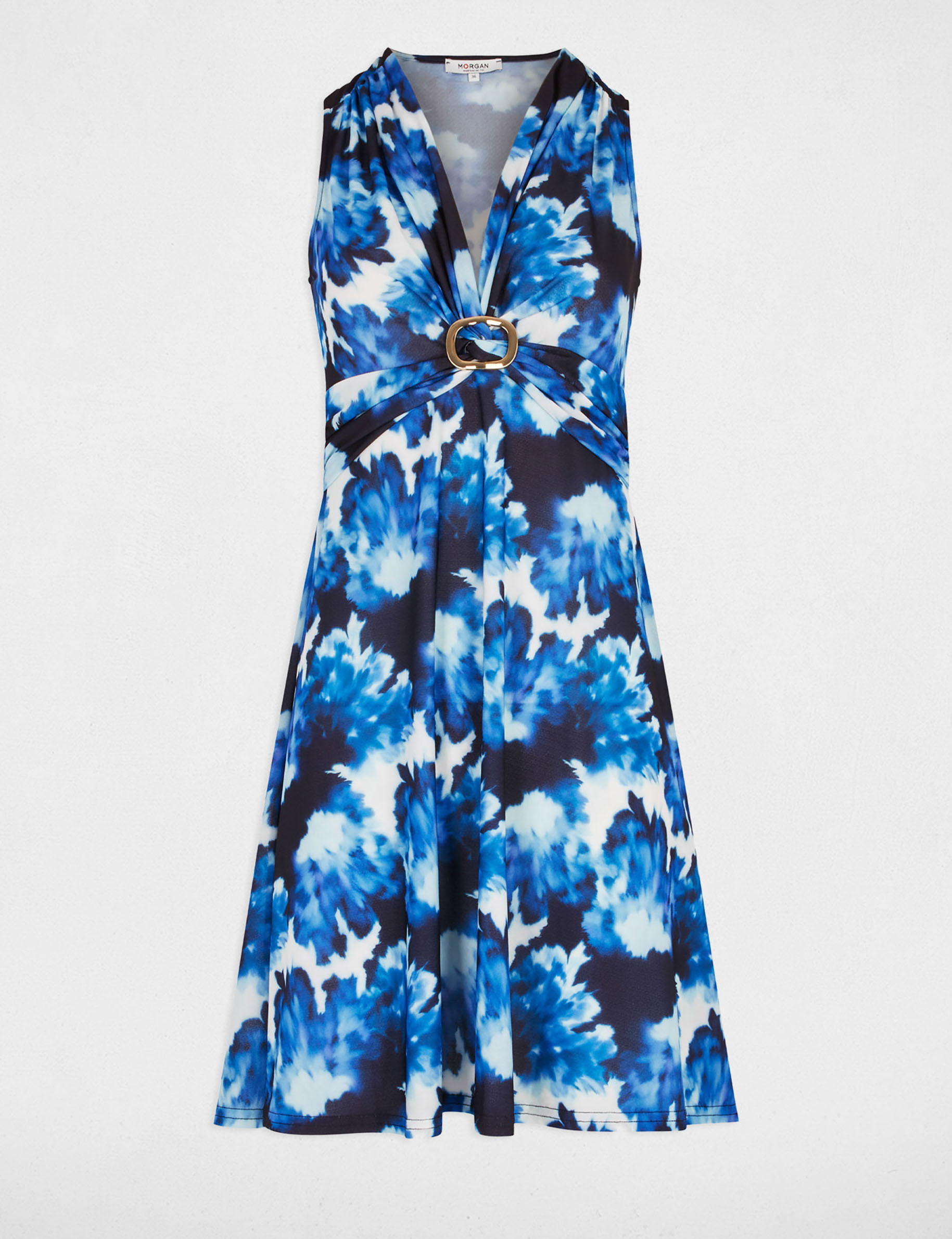 Robe courte trapèze imprimée multicolore femme