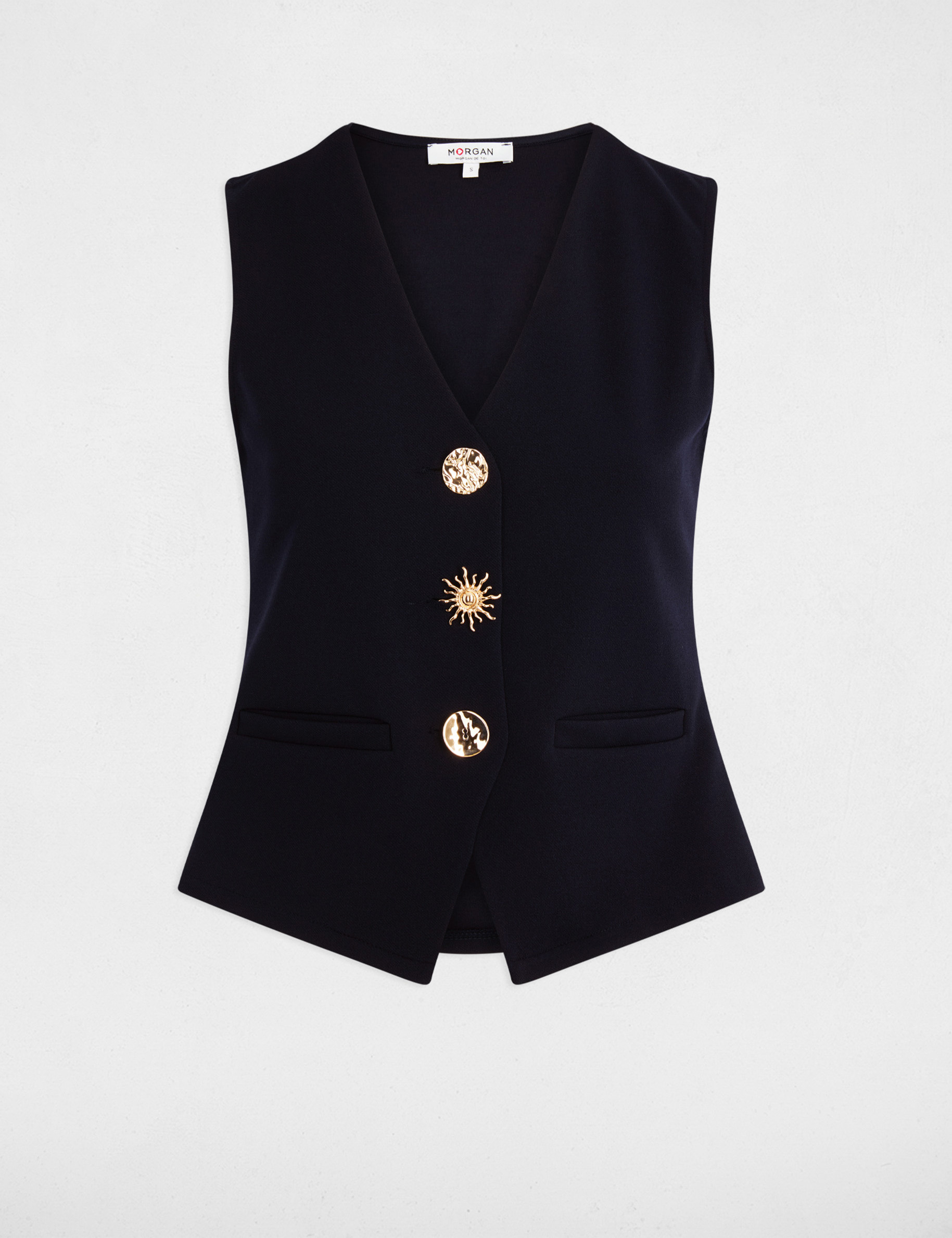 Sleeveless V-neck cardigan navy blue women