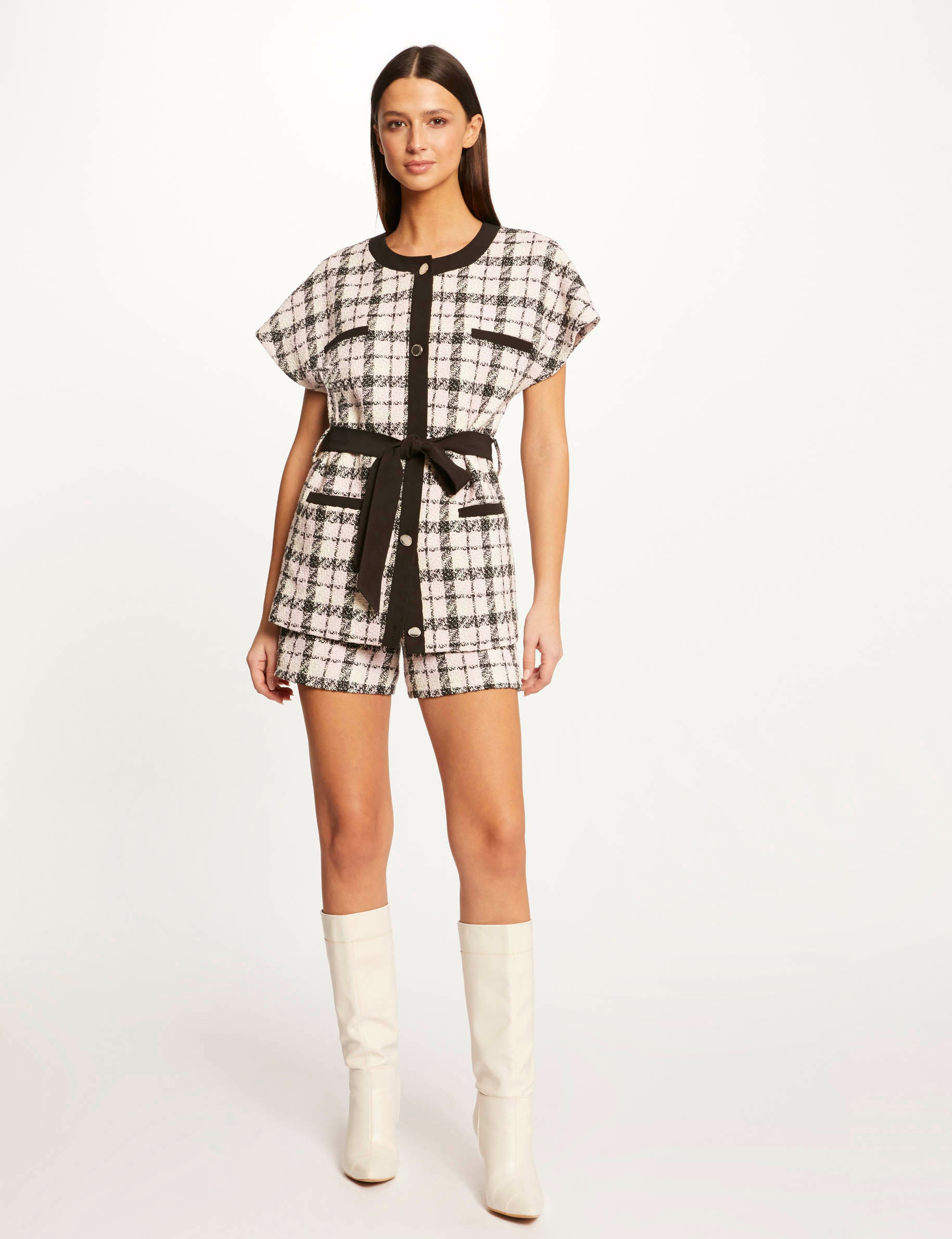 Straight shorts with check print multico ladies' Straight shorts with check print multico ladies'