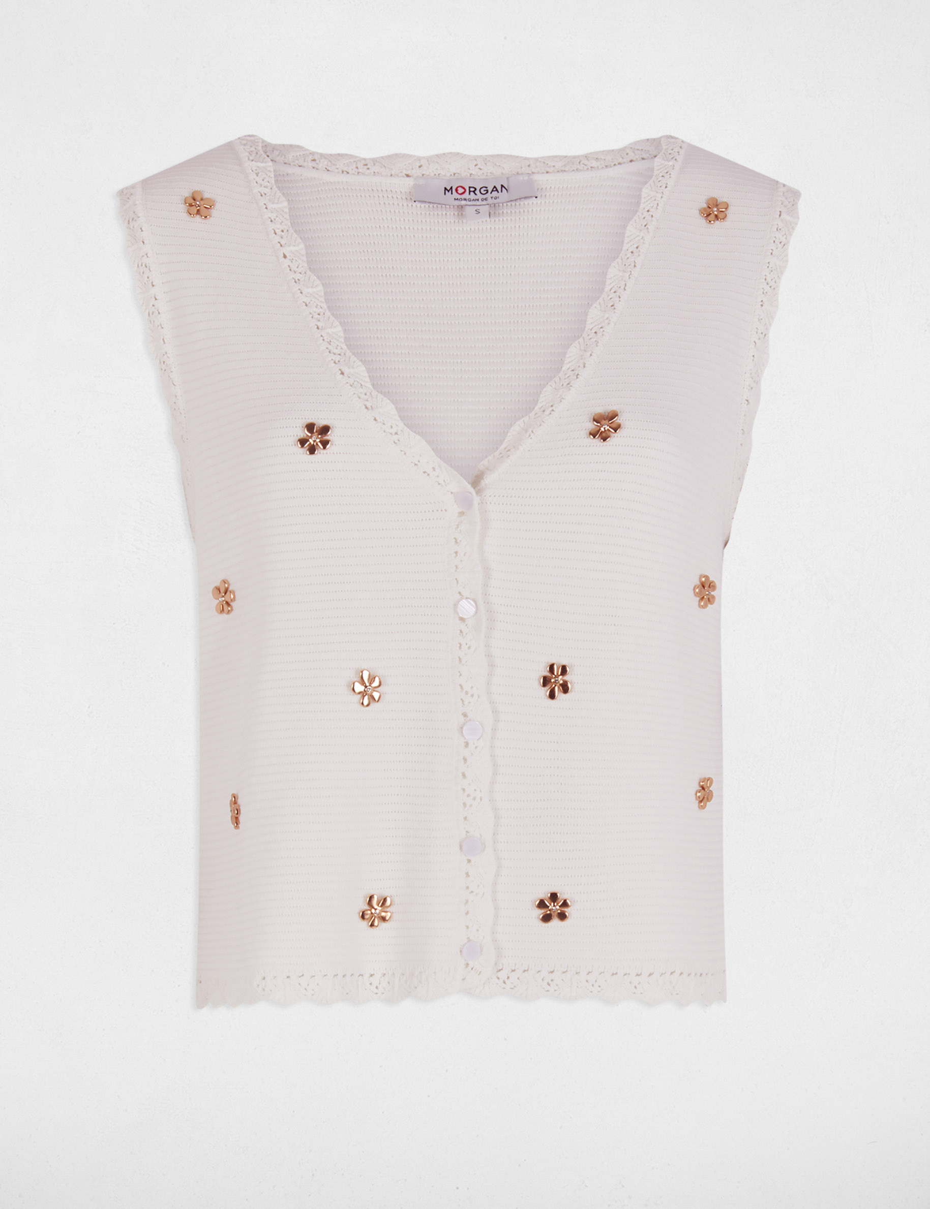 Sleeveless cardigan white women