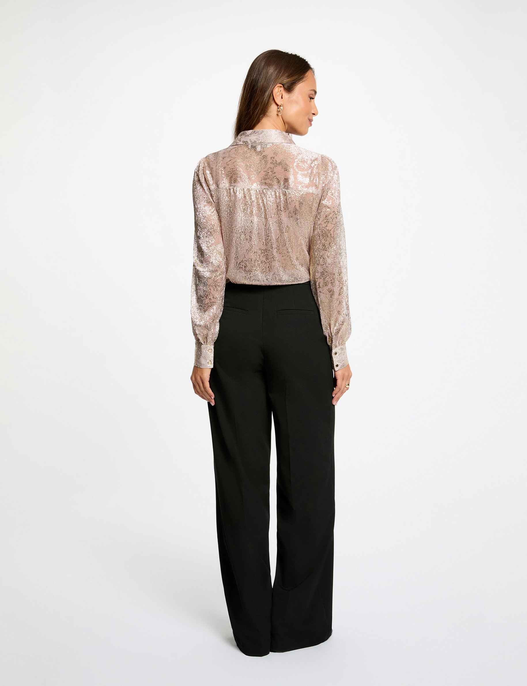 Shirt with a notched collar gold yellow women