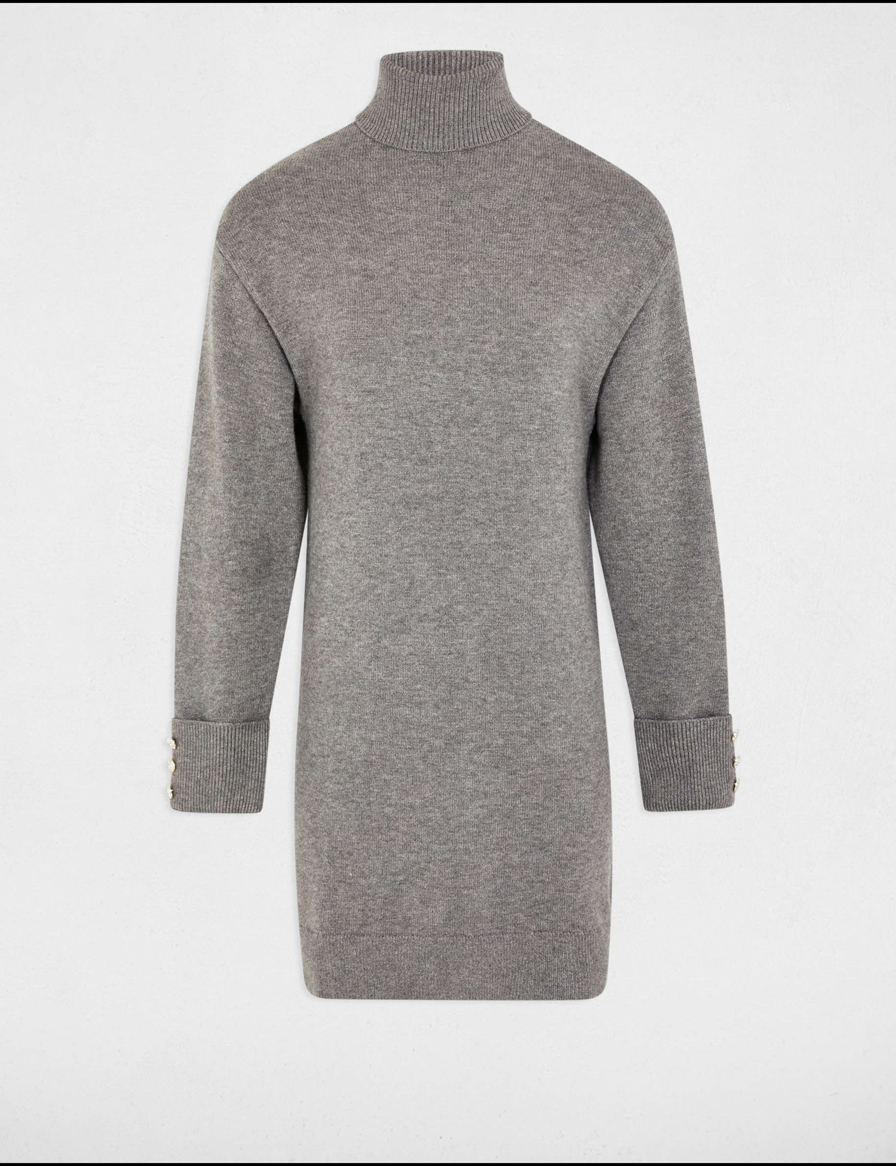 Mini straight knitted dress light grey women