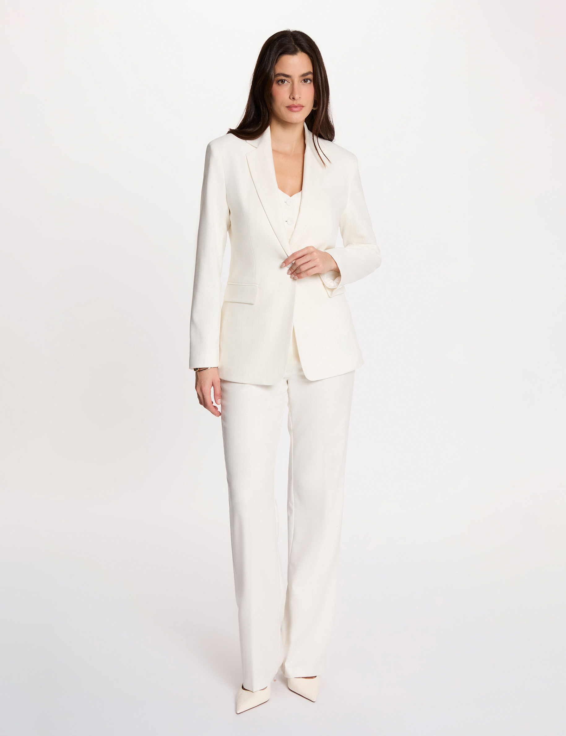 Pinstripe blazer jacket white women