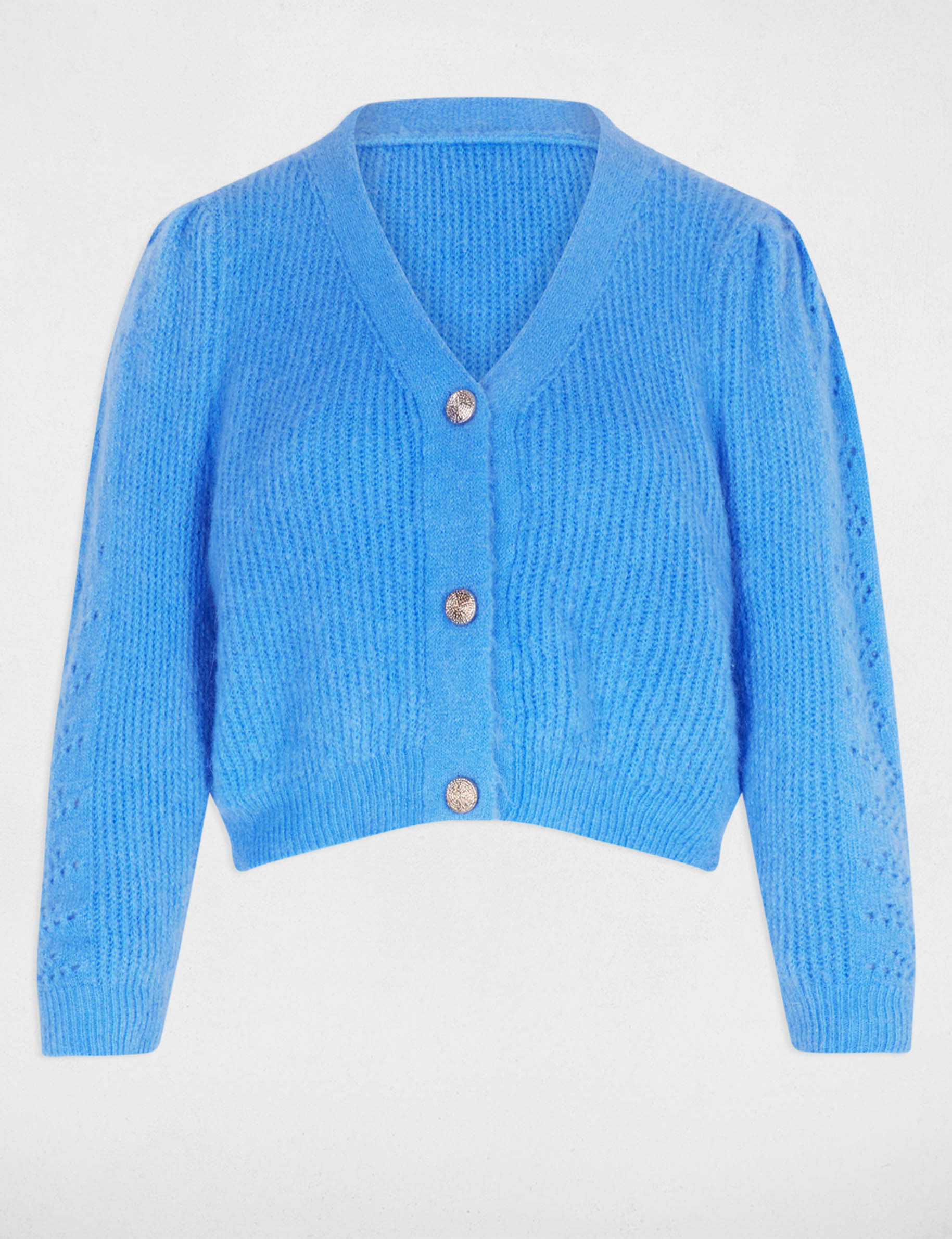 fitted cardigan with v neck blue women Fitted cardigan with V-neck blue women