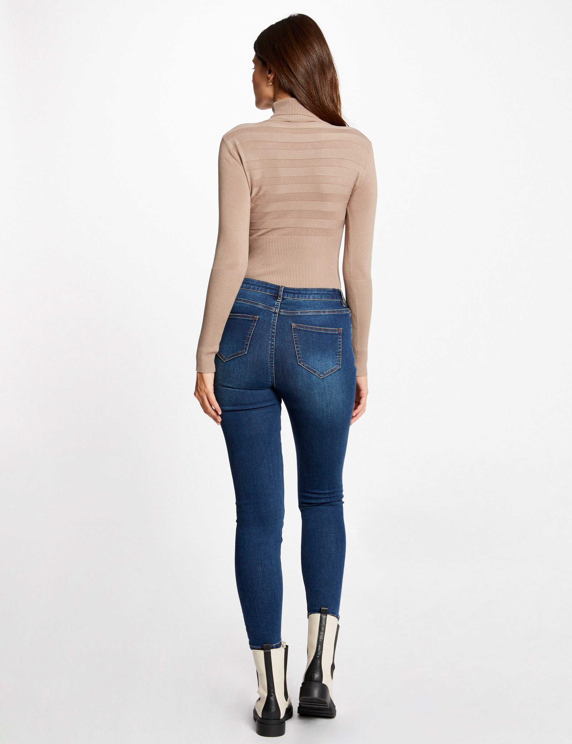 Long-sleeved jumper turtleneck medium brown ladies'