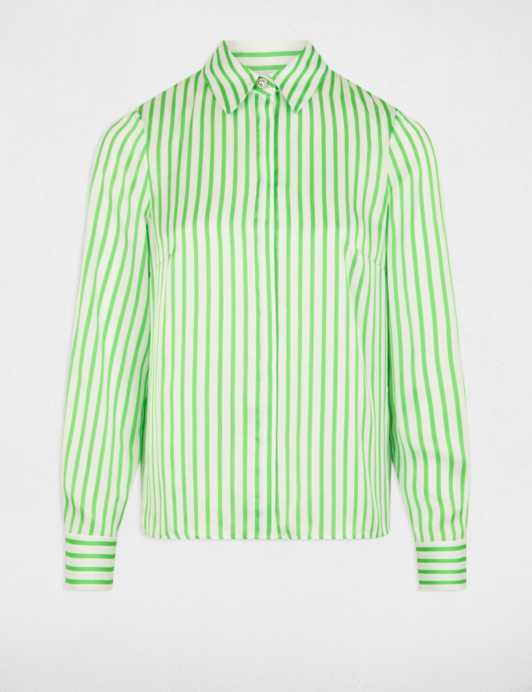 Striped long-sleeved shirt green women