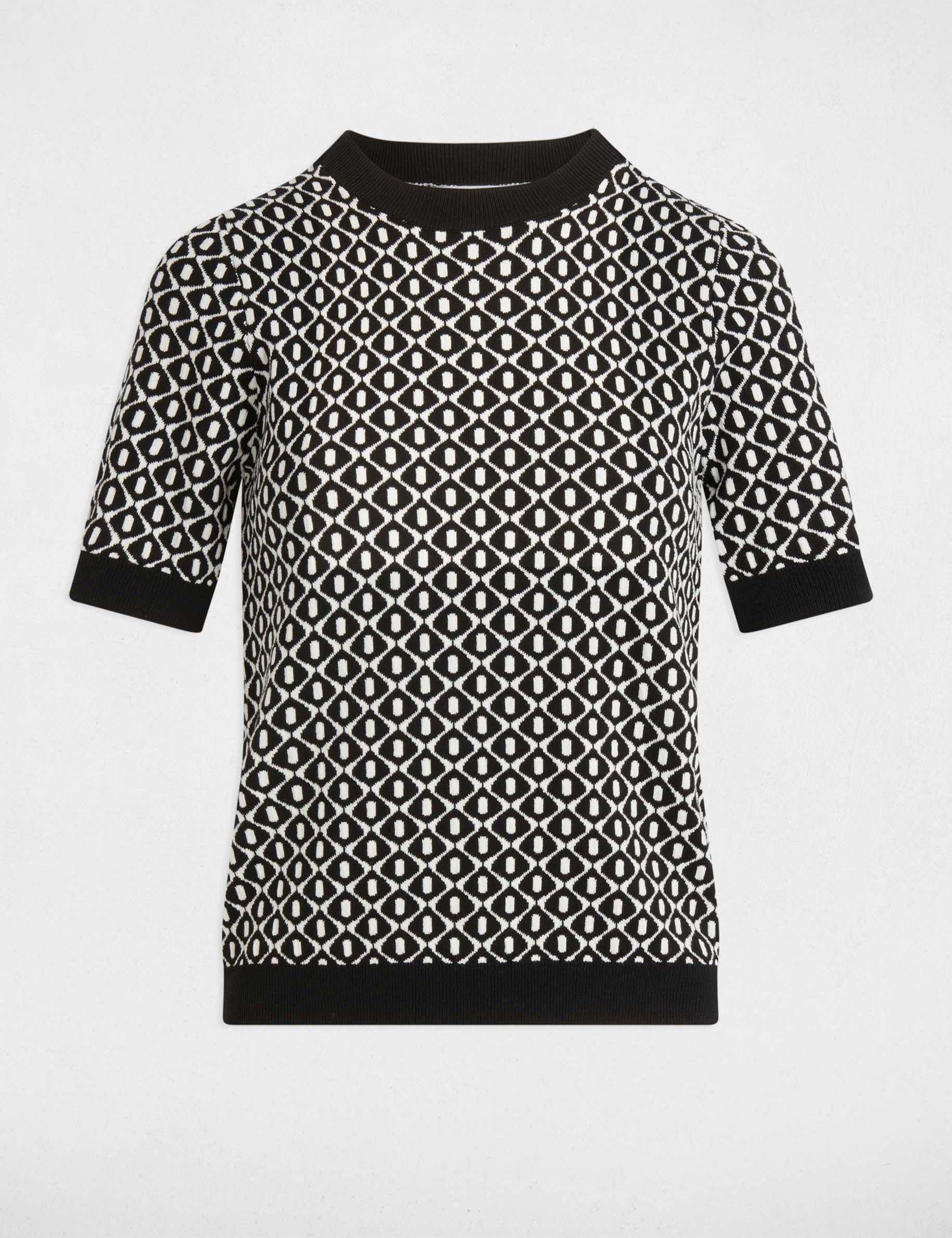 pull col rond imprime noir femme Pull col rond imprimé noir femme