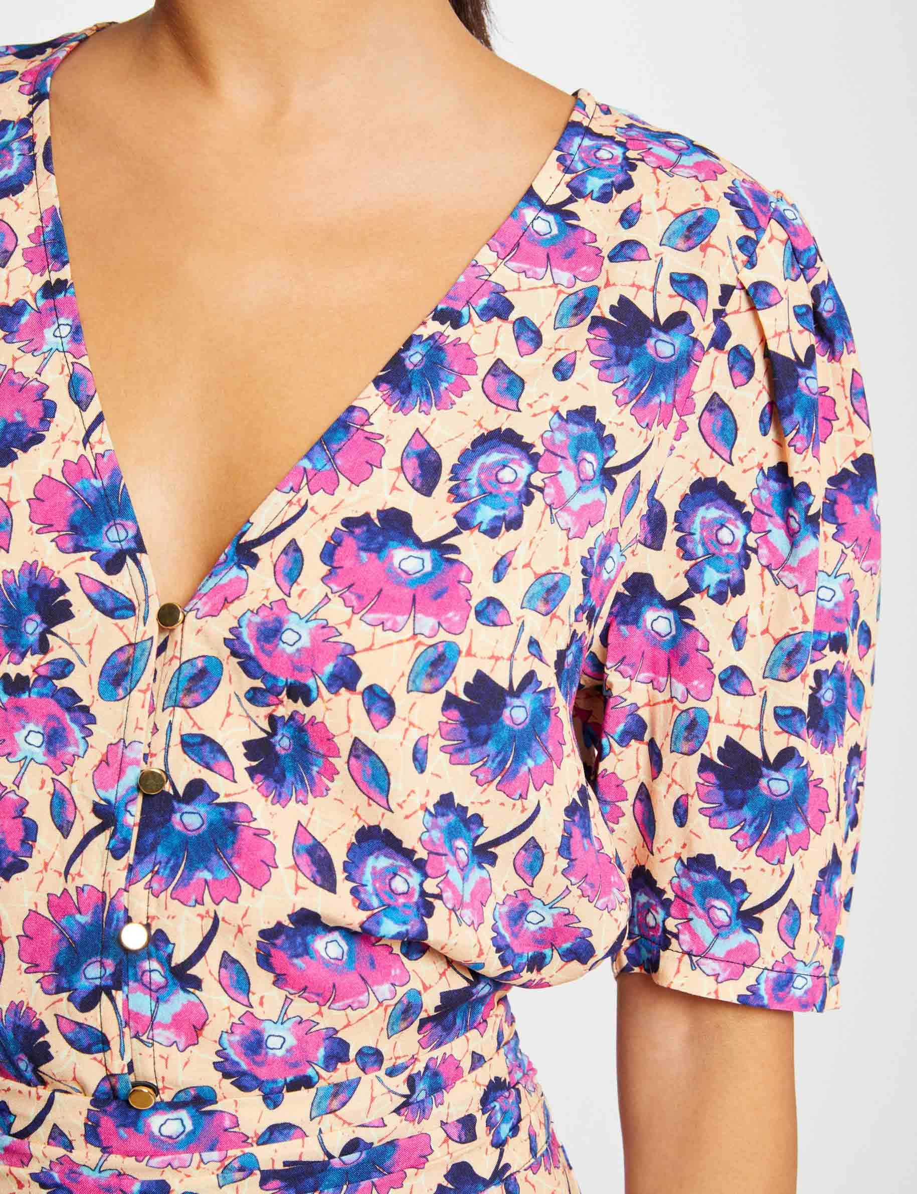Short-sleeved blouse floral print multico ladies'
