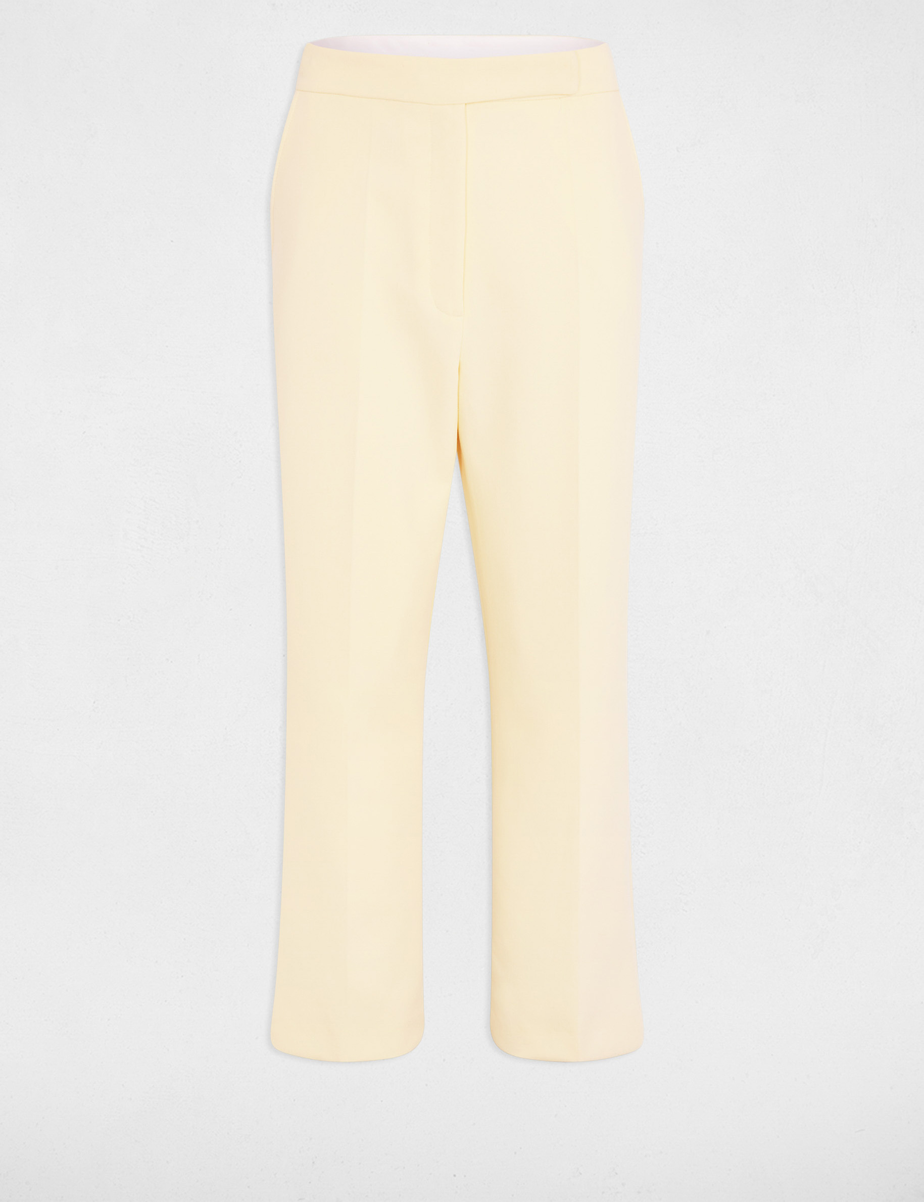 High-waisted straight trousers pastel yellow women