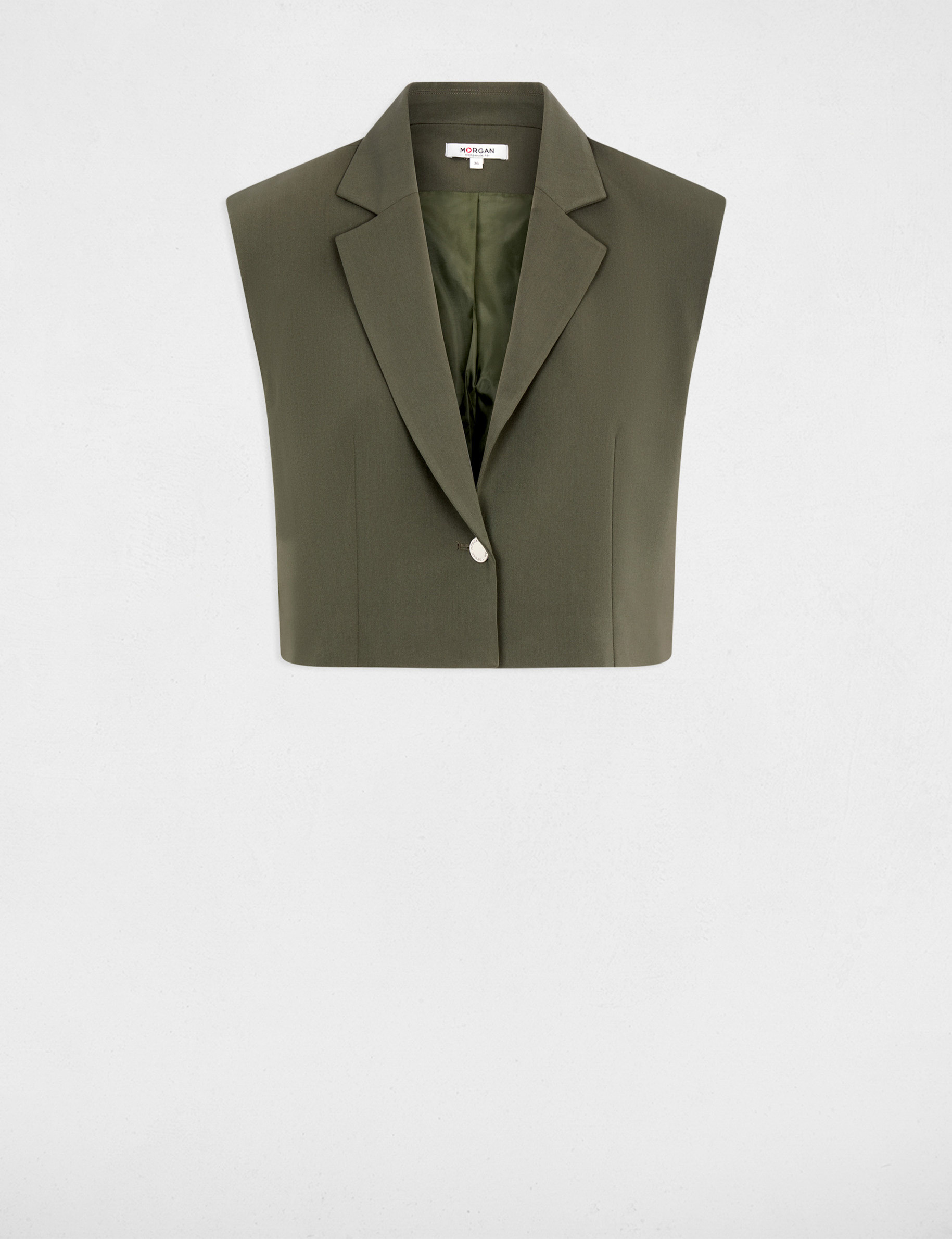 Cropped sleeveless jacket khaki green women