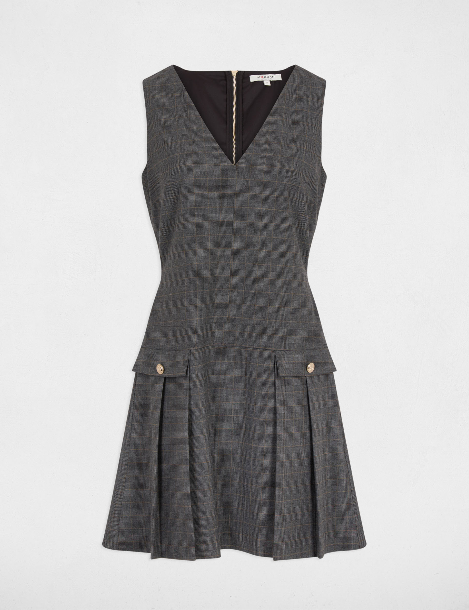Fitted pinafore dress mid-grey women