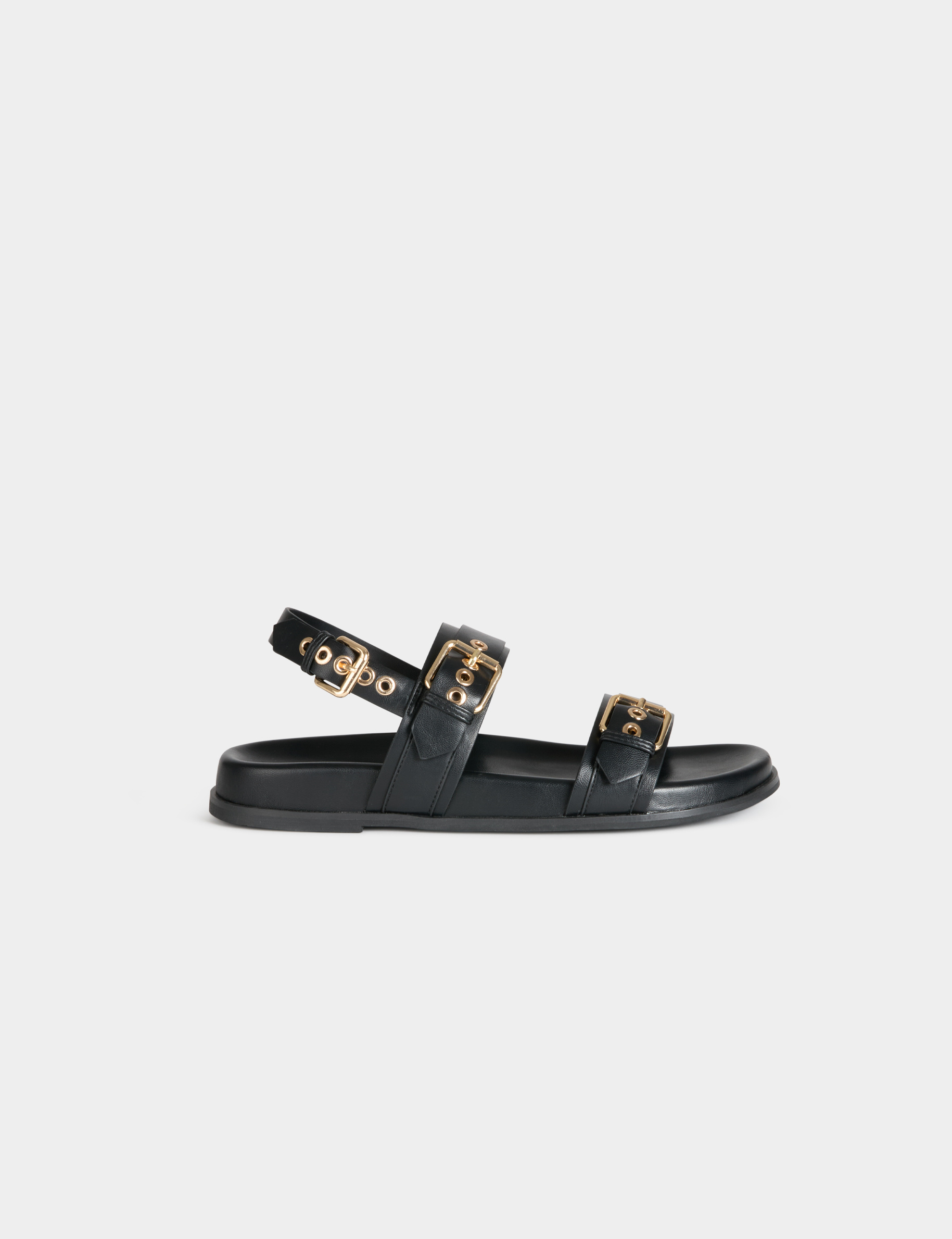 Flat strappy sandals black women