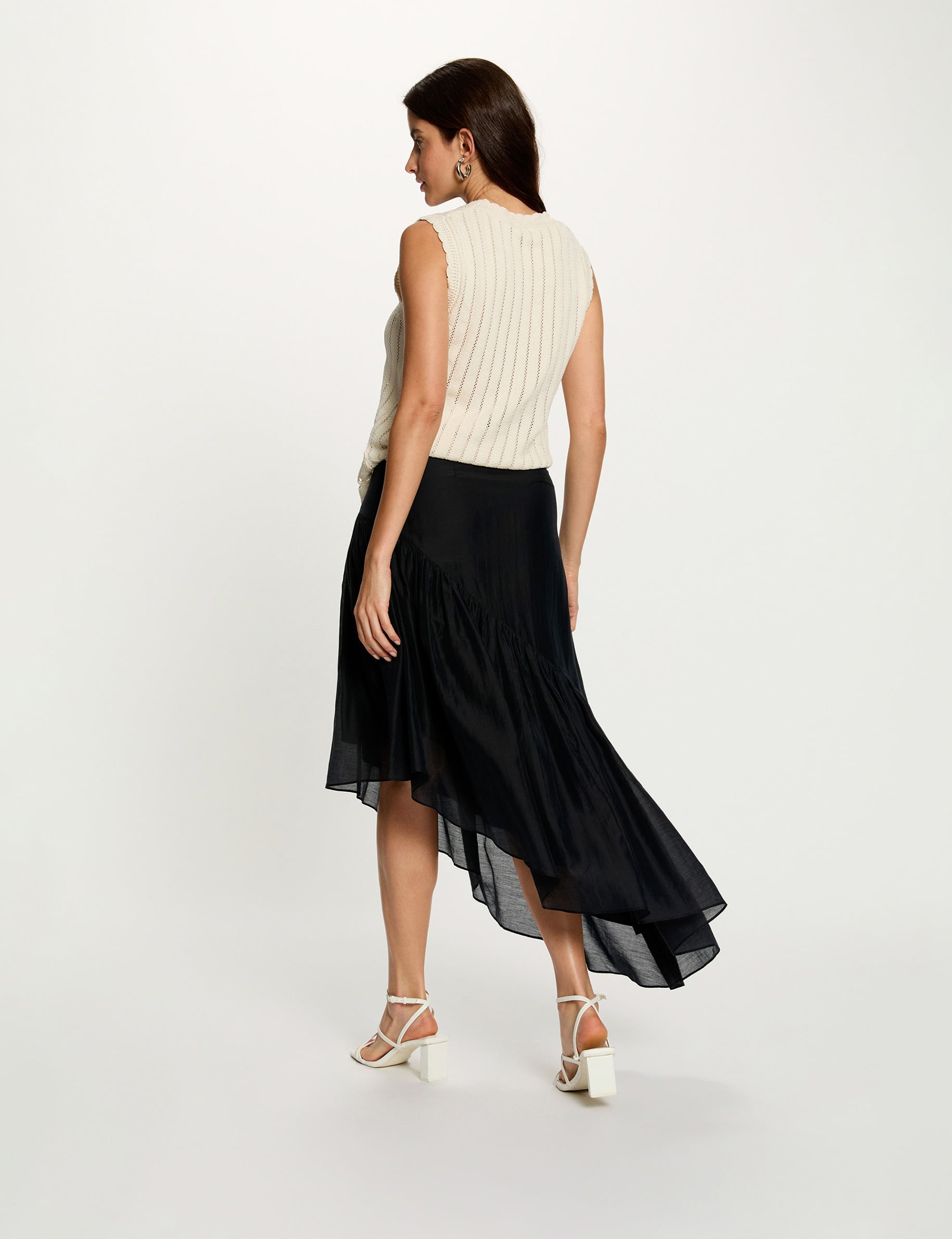 Asymmetric high-waisted skirt navy blue women