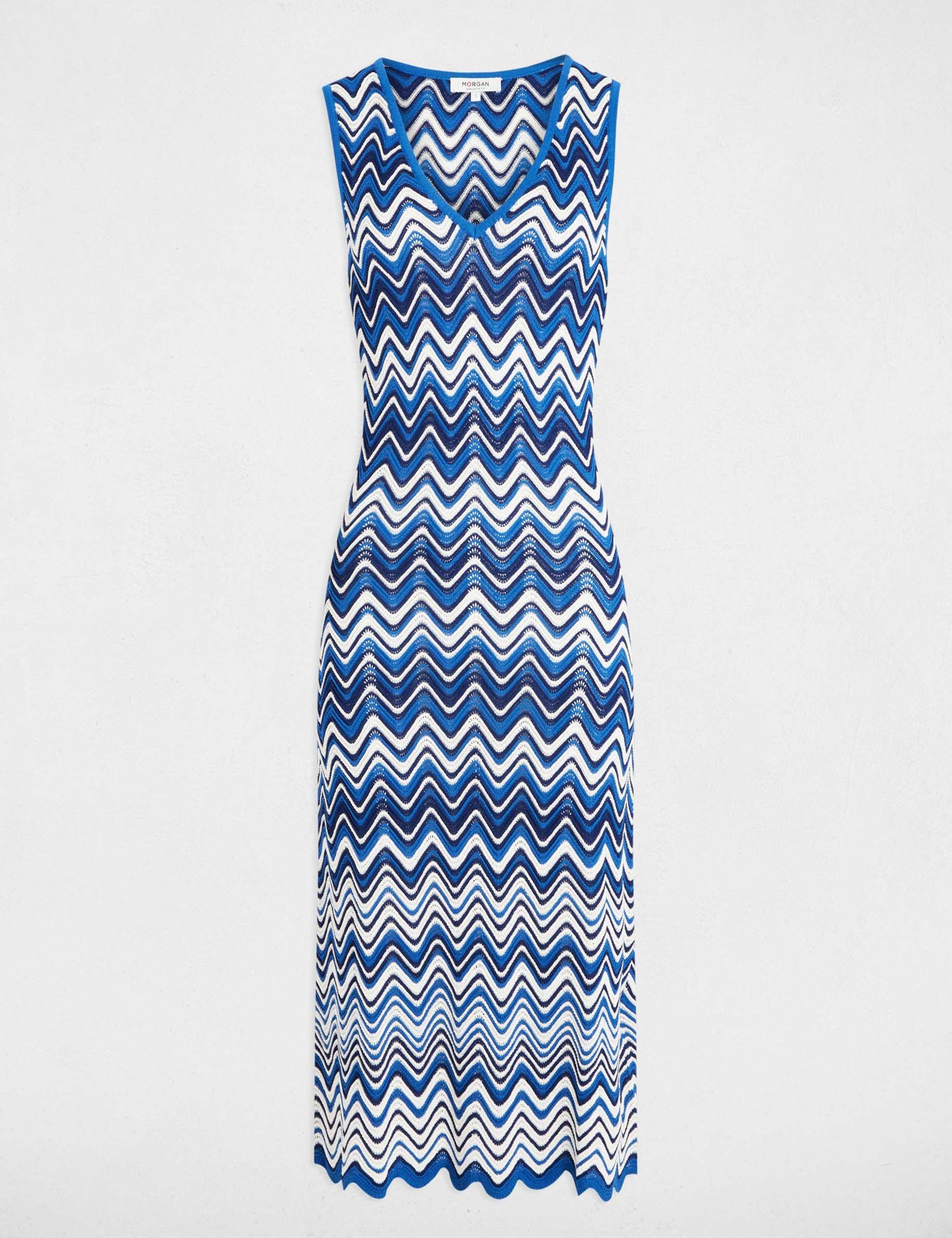 printed midi knitted dress electric blue women Printed midi knitted dress electric blue women