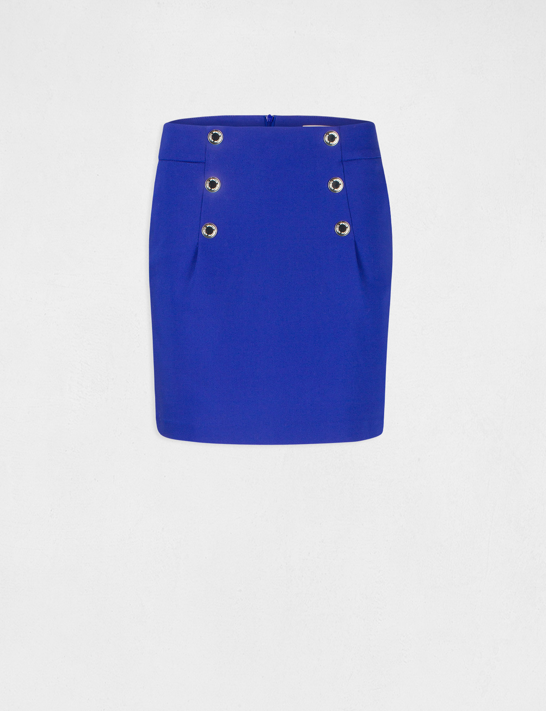 High-waisted straight skirt with buttons electric blue ladies' High-waisted straight skirt with buttons electric blue ladies'