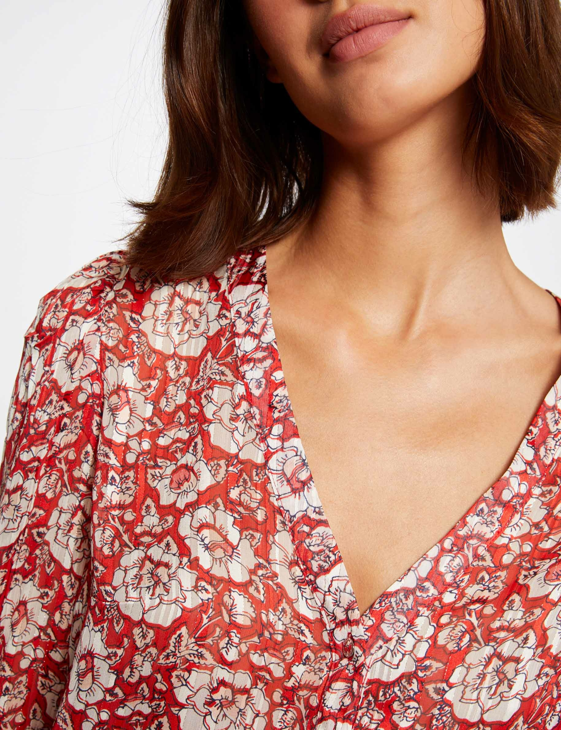 3/4-length sleeved blouse paisley print multico ladies'