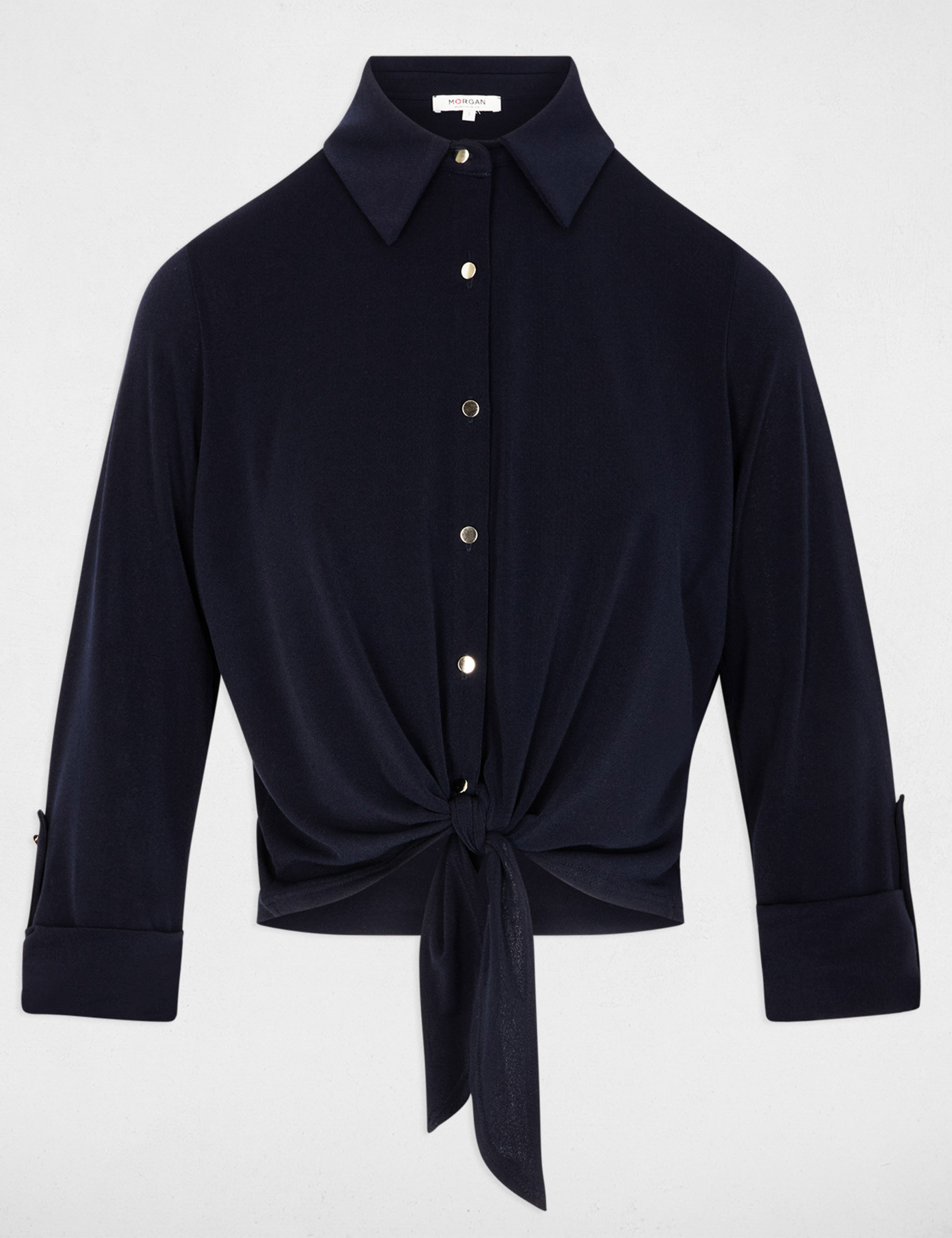 Shirt with notched collar navy blue women