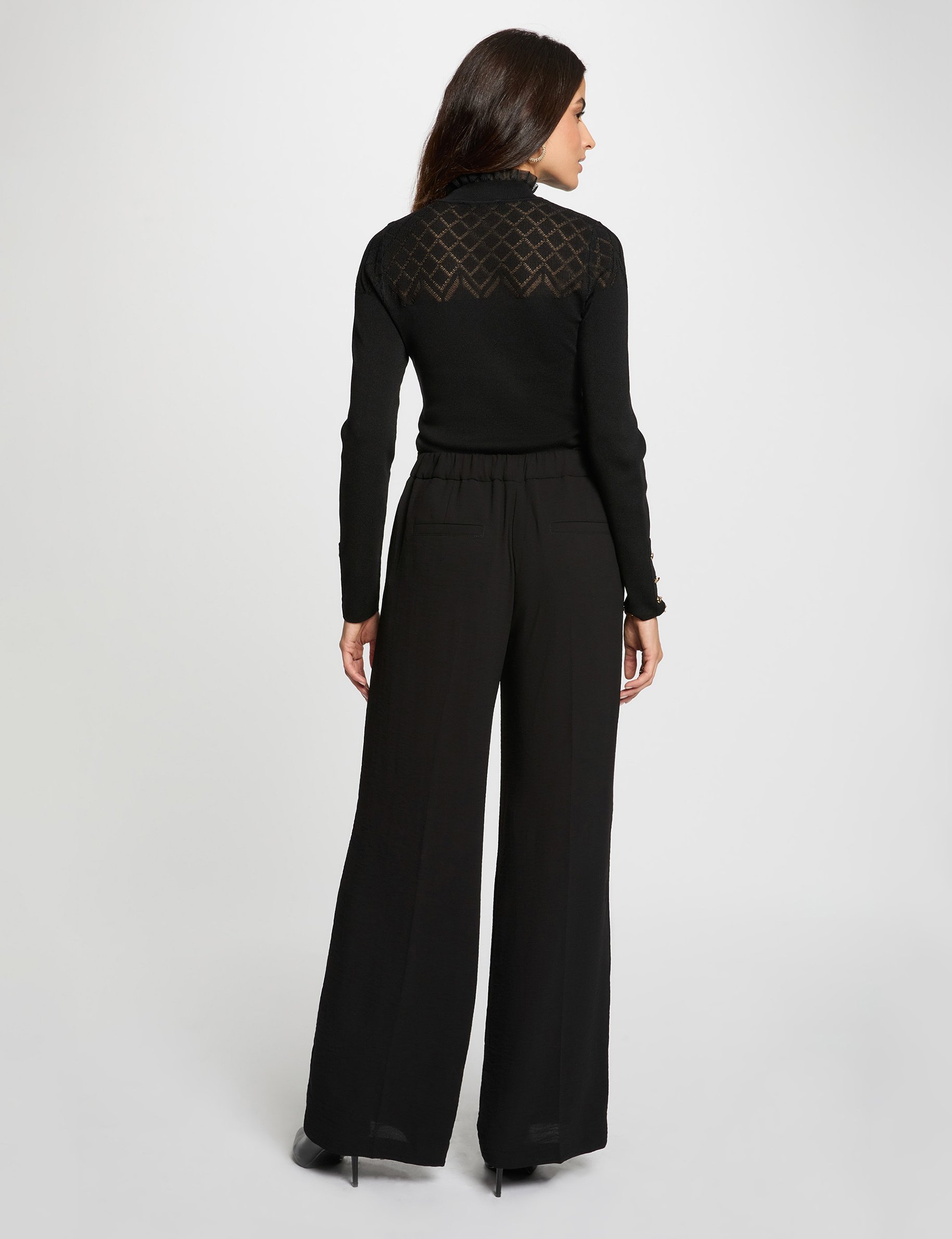 fitted openwork sweater black women Fitted openwork sweater black women