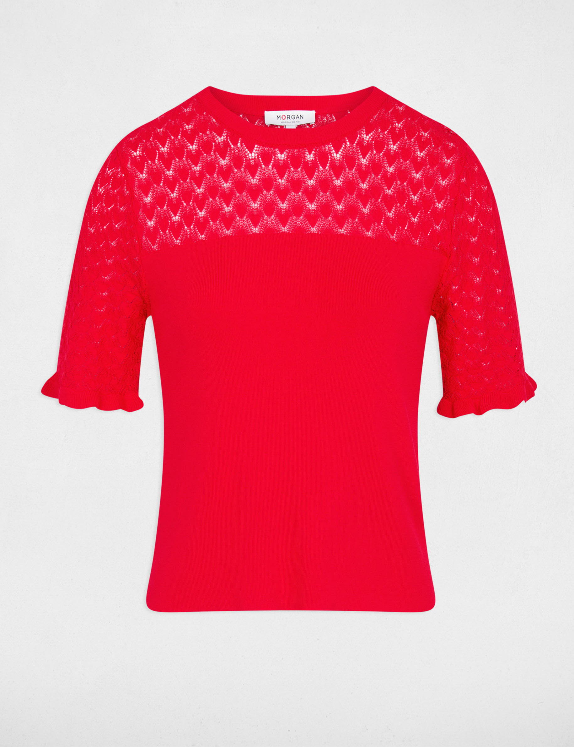 Short-sleeve sweater red women