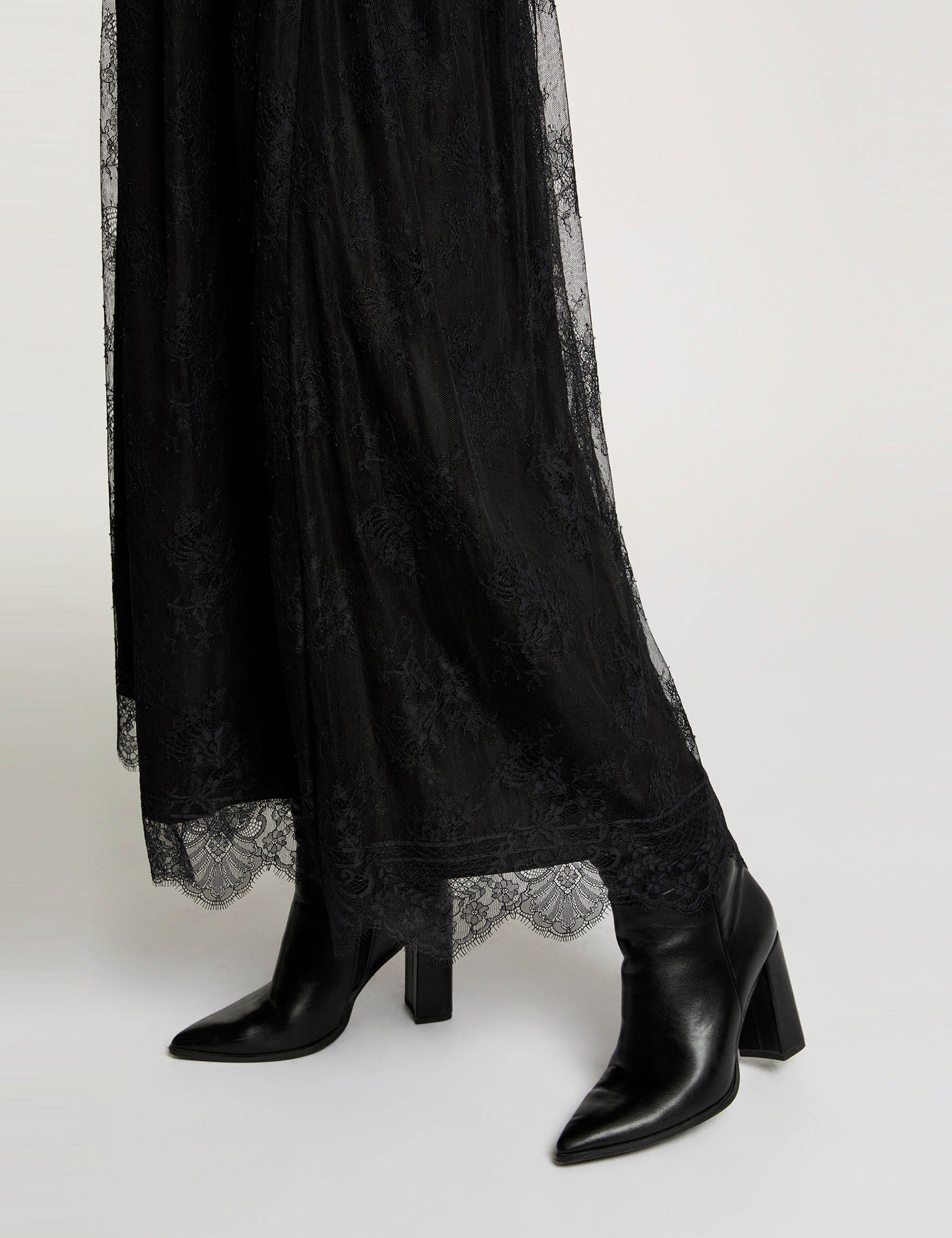 jupe longue dentelle noir femme black women