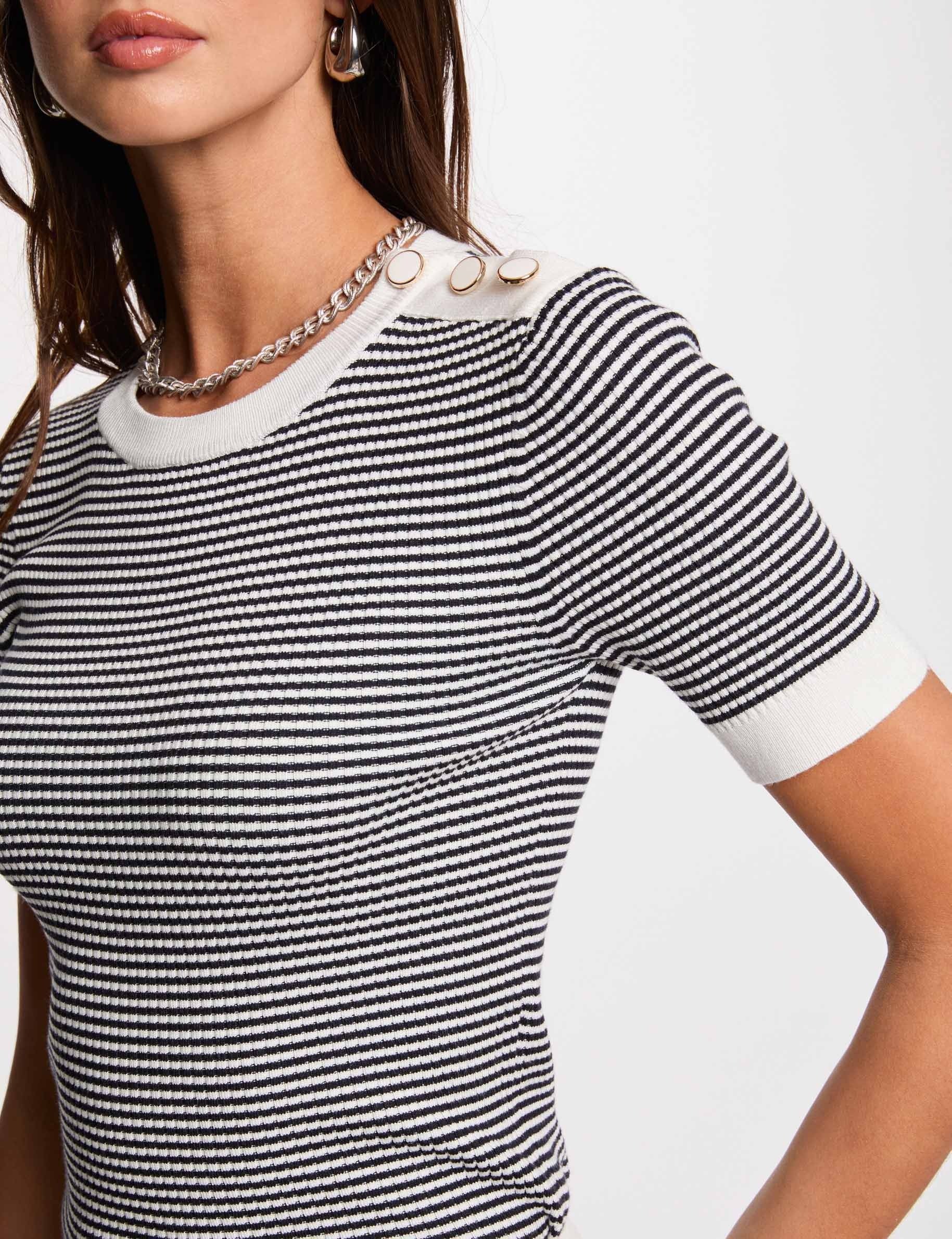 striped crew neck jumper navy blue women Striped crew neck jumper navy blue women