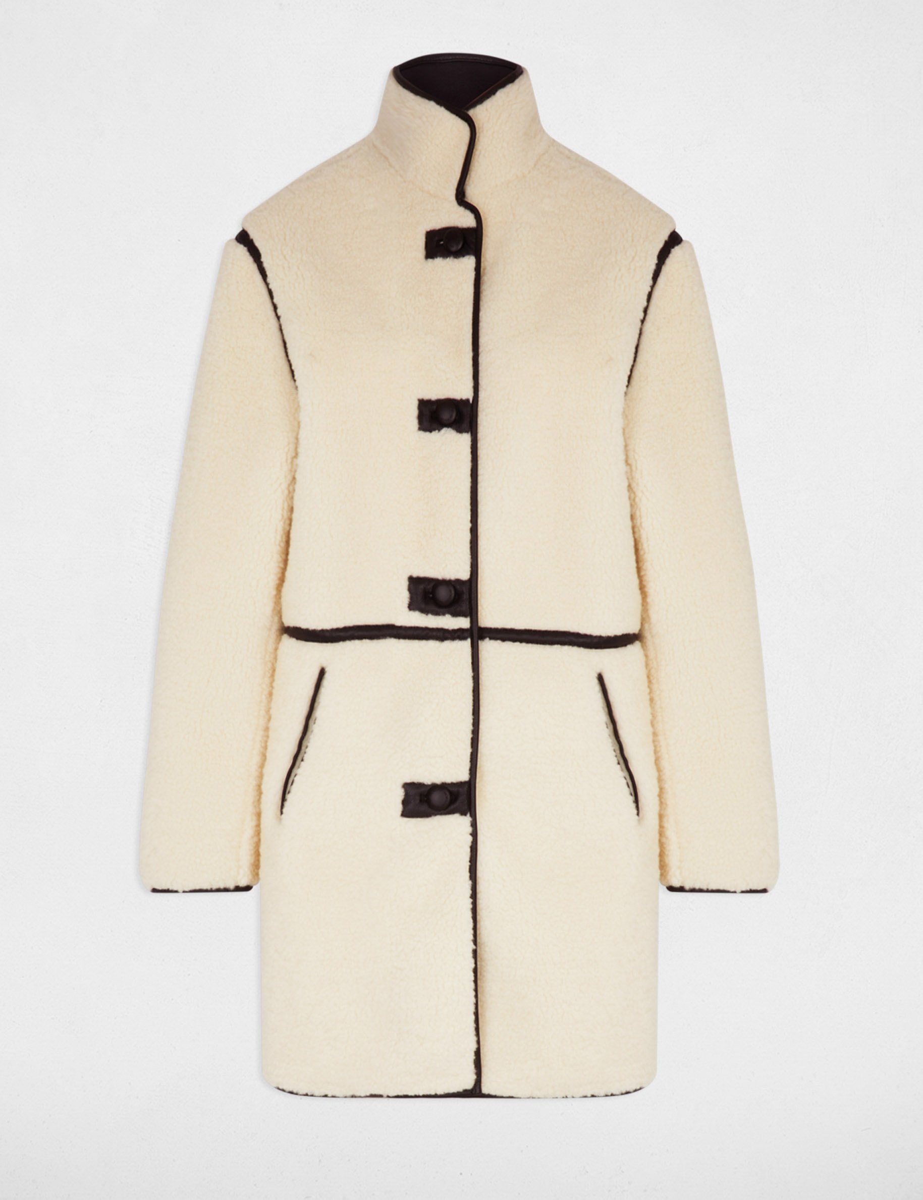 Oversized fluffy coat beige women