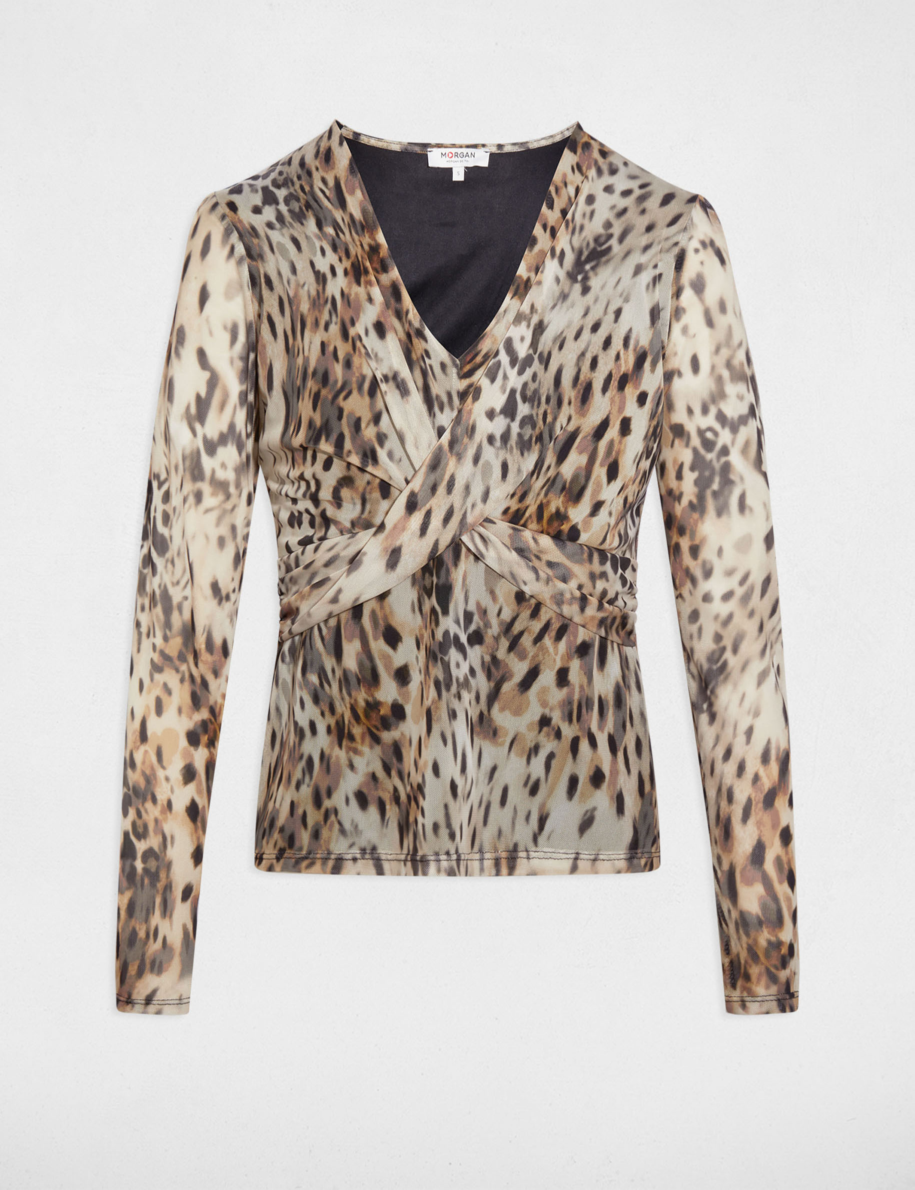 T-shirt col v cintré multicolore femme