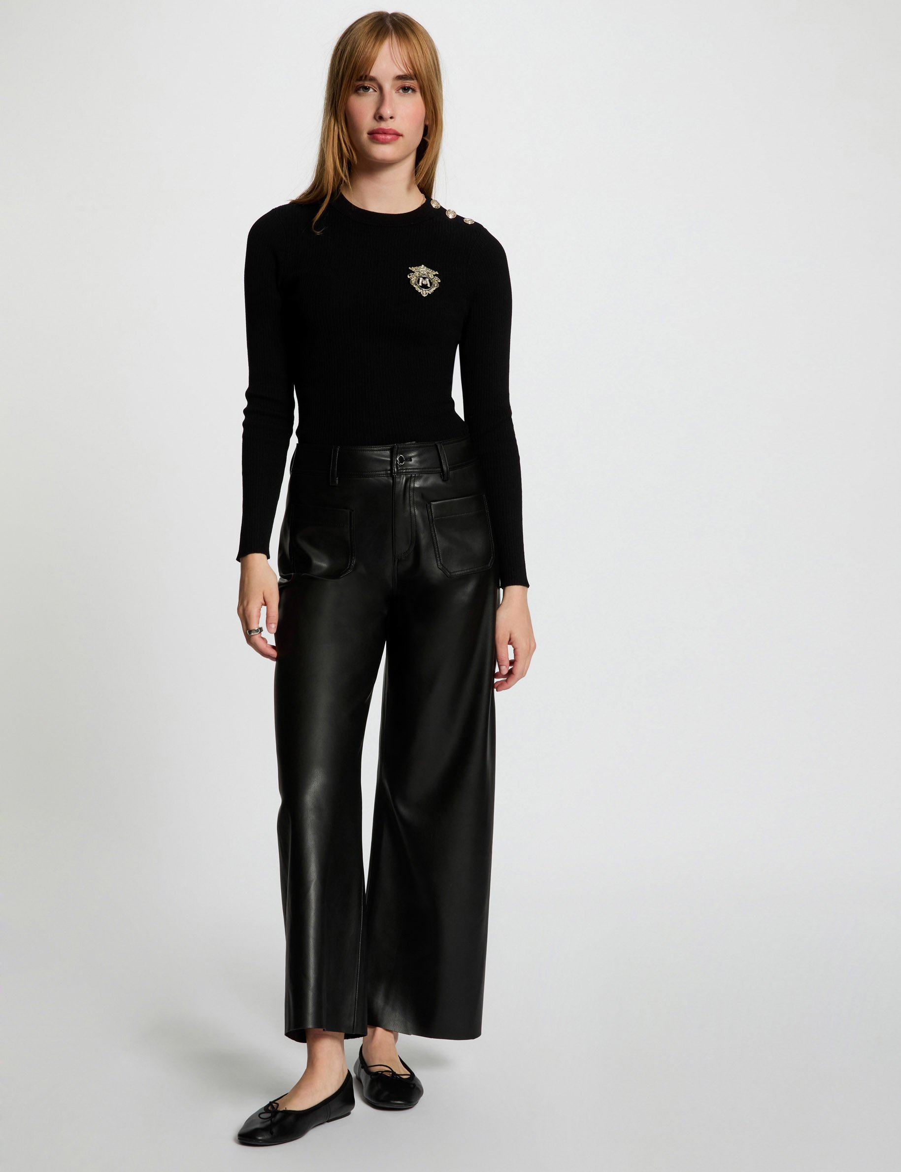ribbed jumper round neck black women Ribbed jumper round neck black women