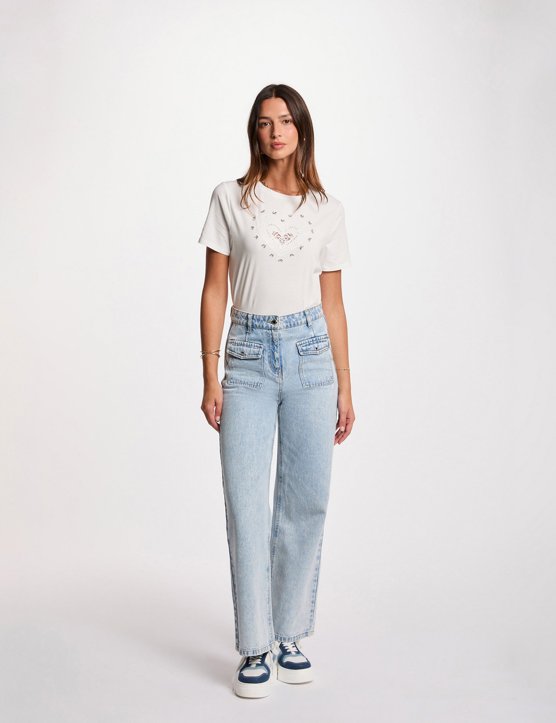 t shirt manches courtes blanc femme T-shirt manches courtes blanc femme