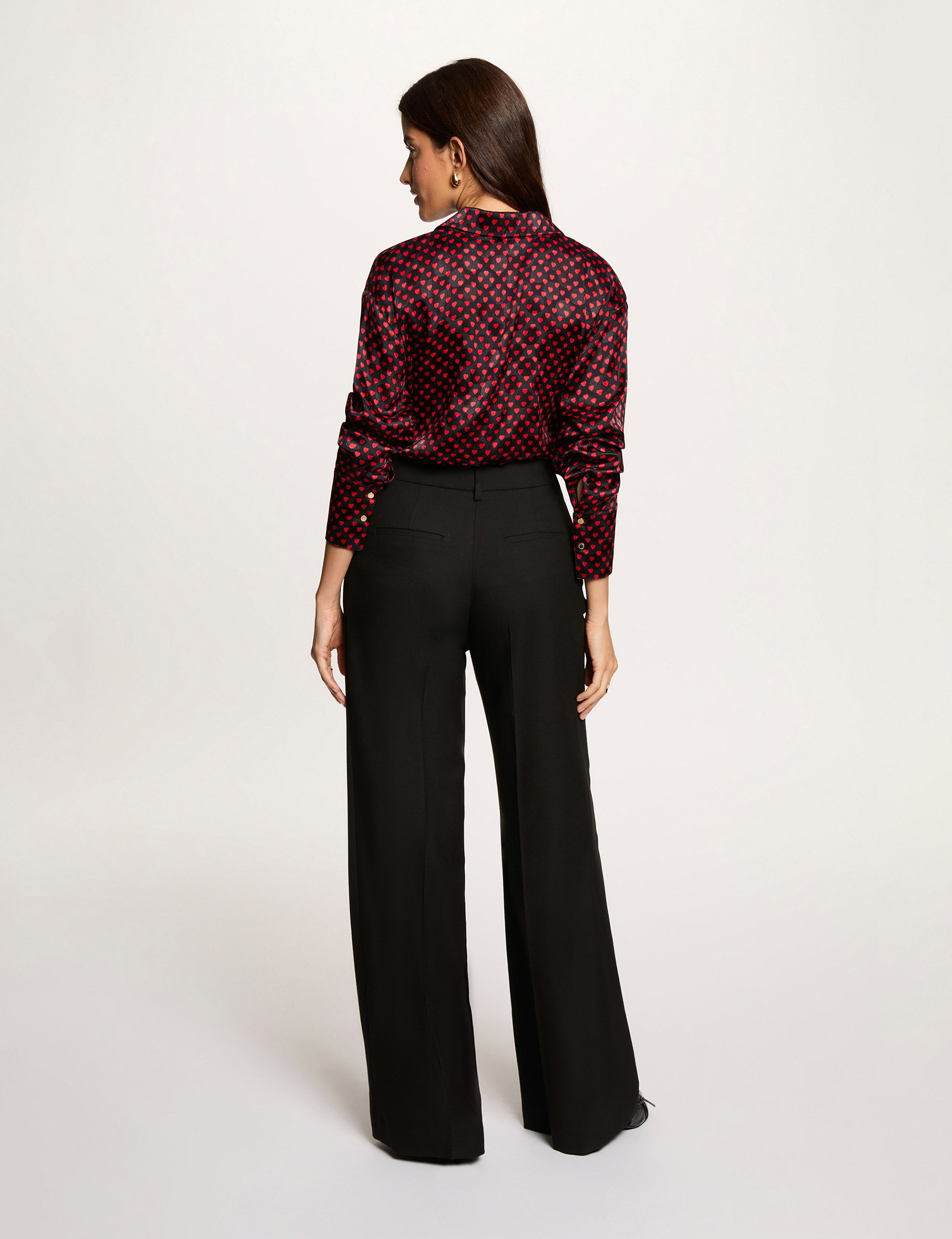 Wide leg trousers with darts black women