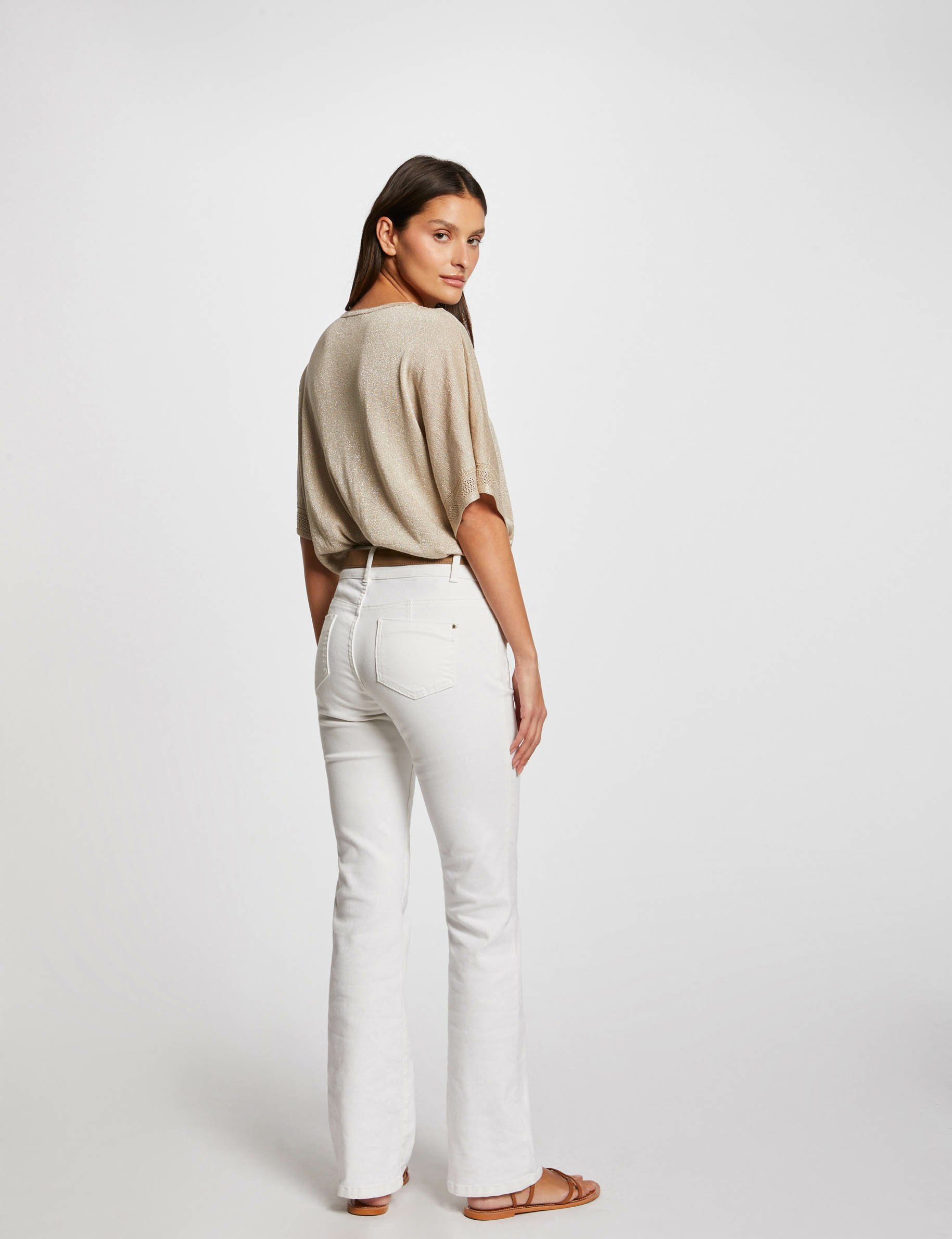pull col en v manches courtes sable femme Pull col en V manches courtes sable femme