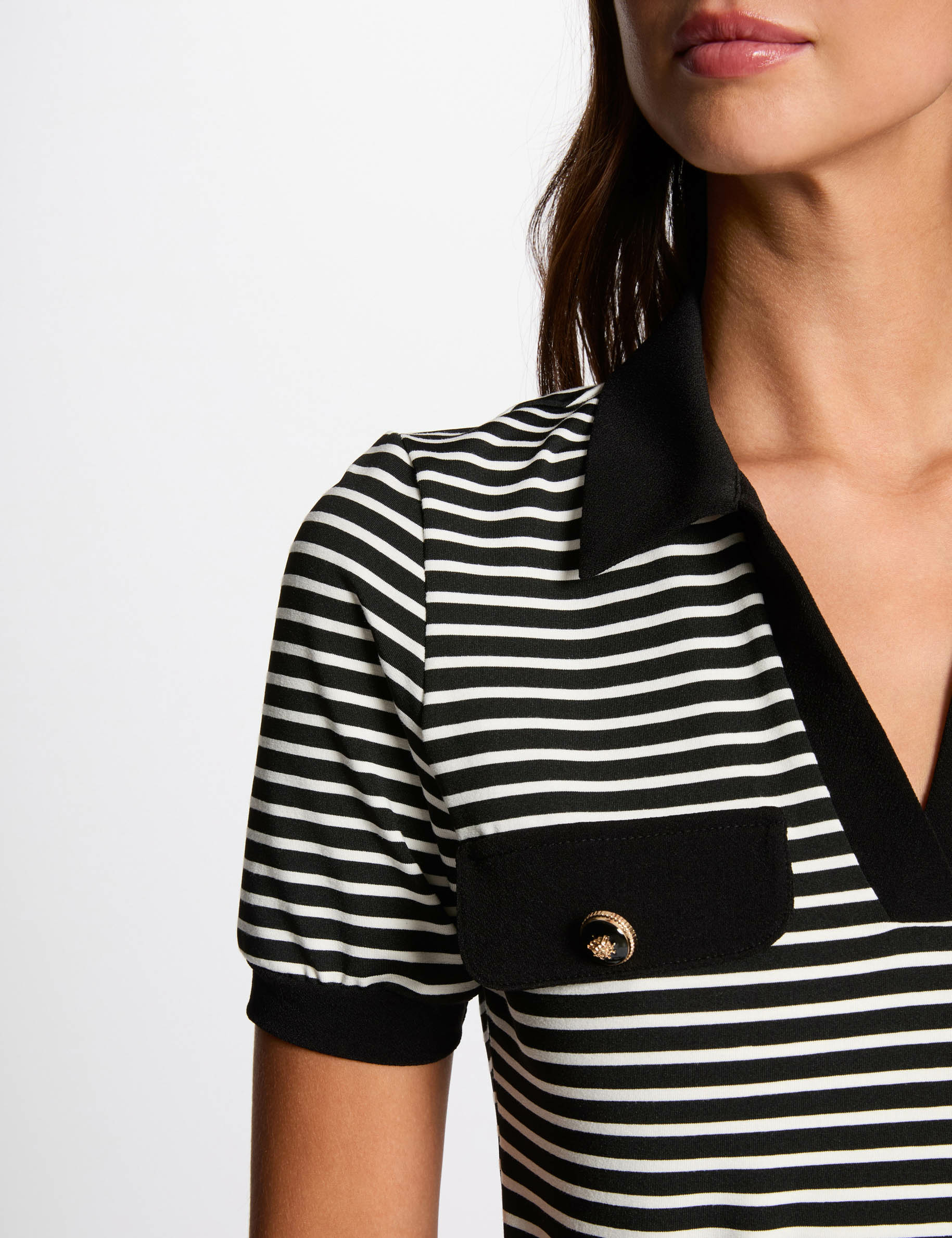 striped short sleeved t shirt black women Striped short-sleeved t-shirt black women
