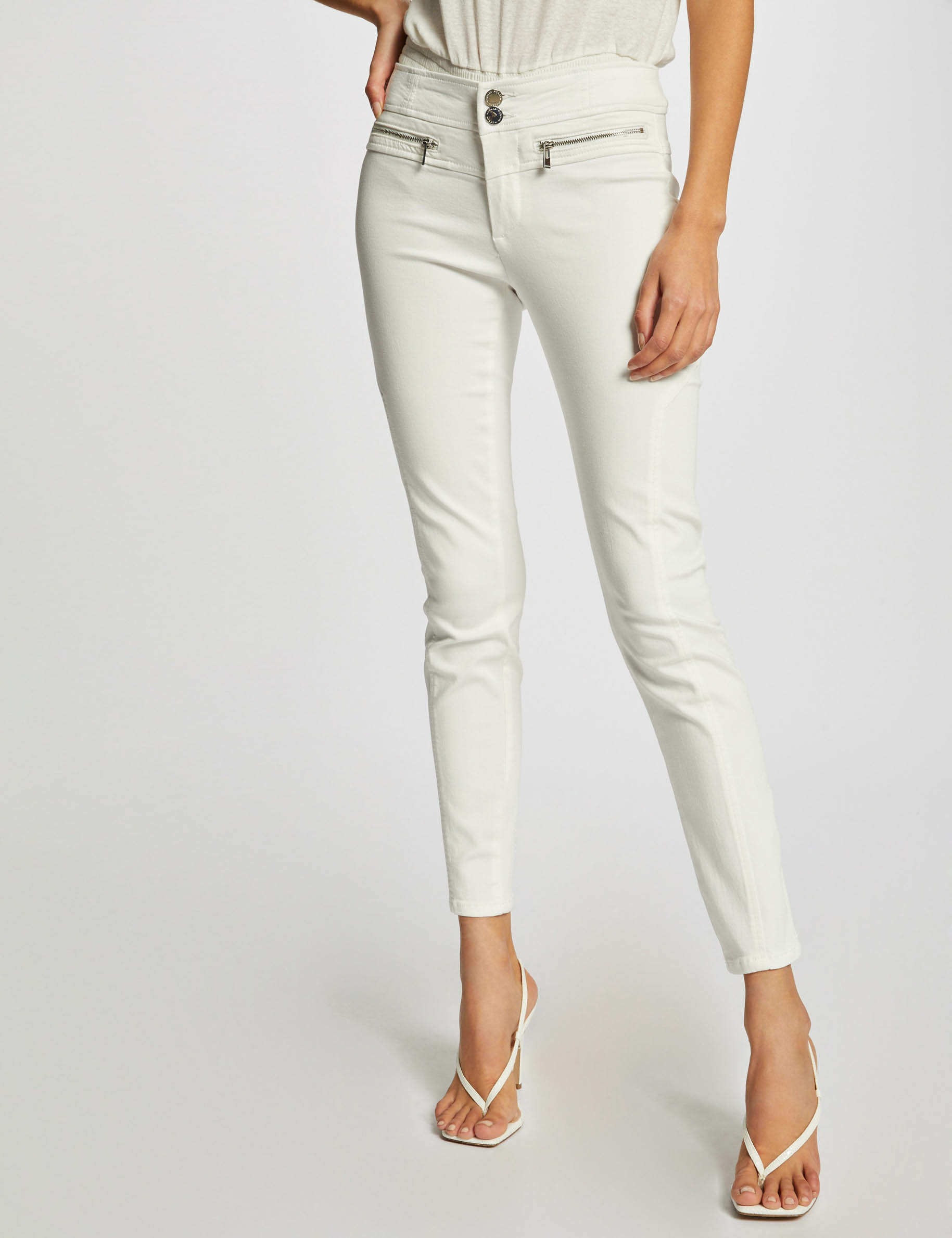 Low waist slim trousers ecru ladies'