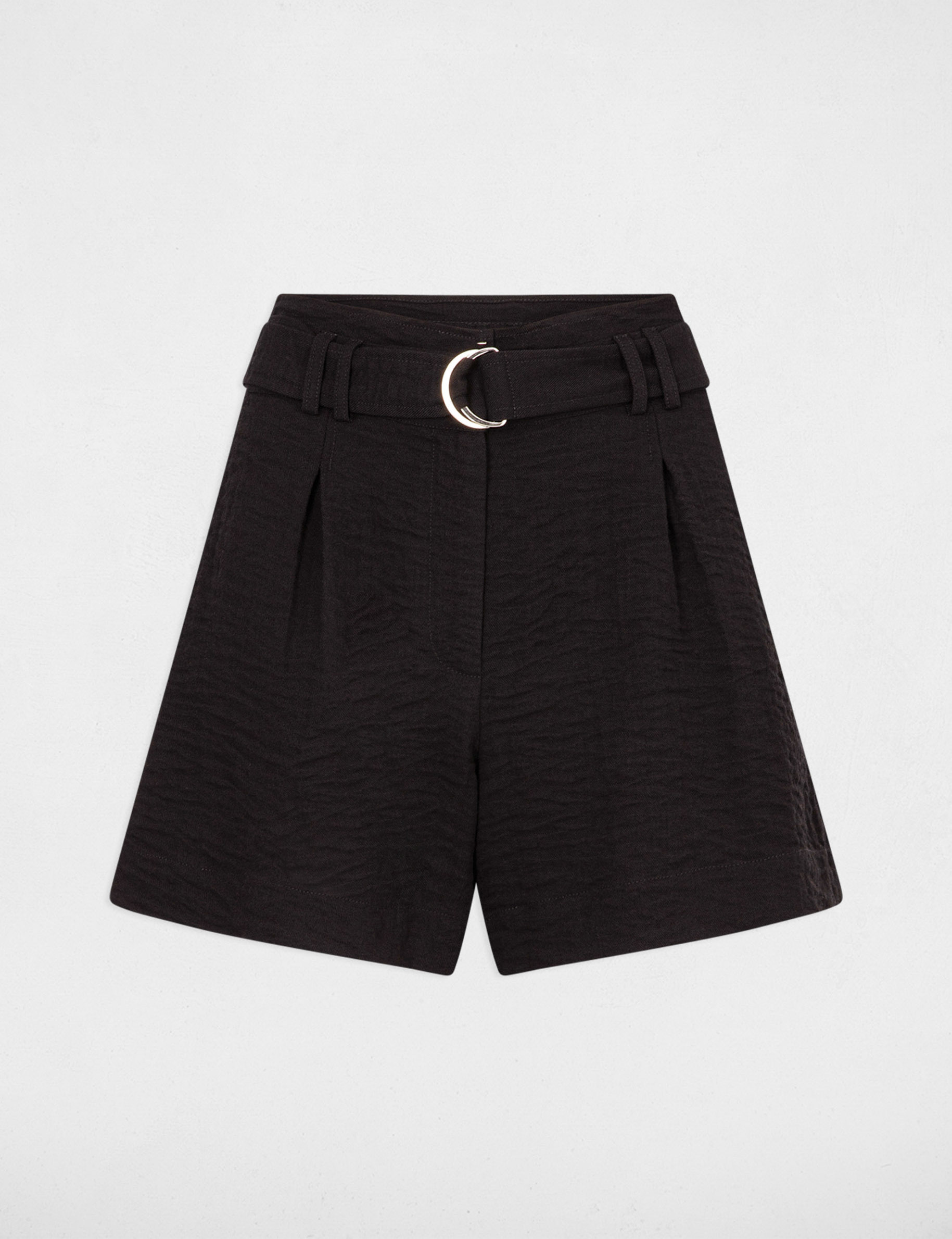 Belted wide leg shorts black women Morgan