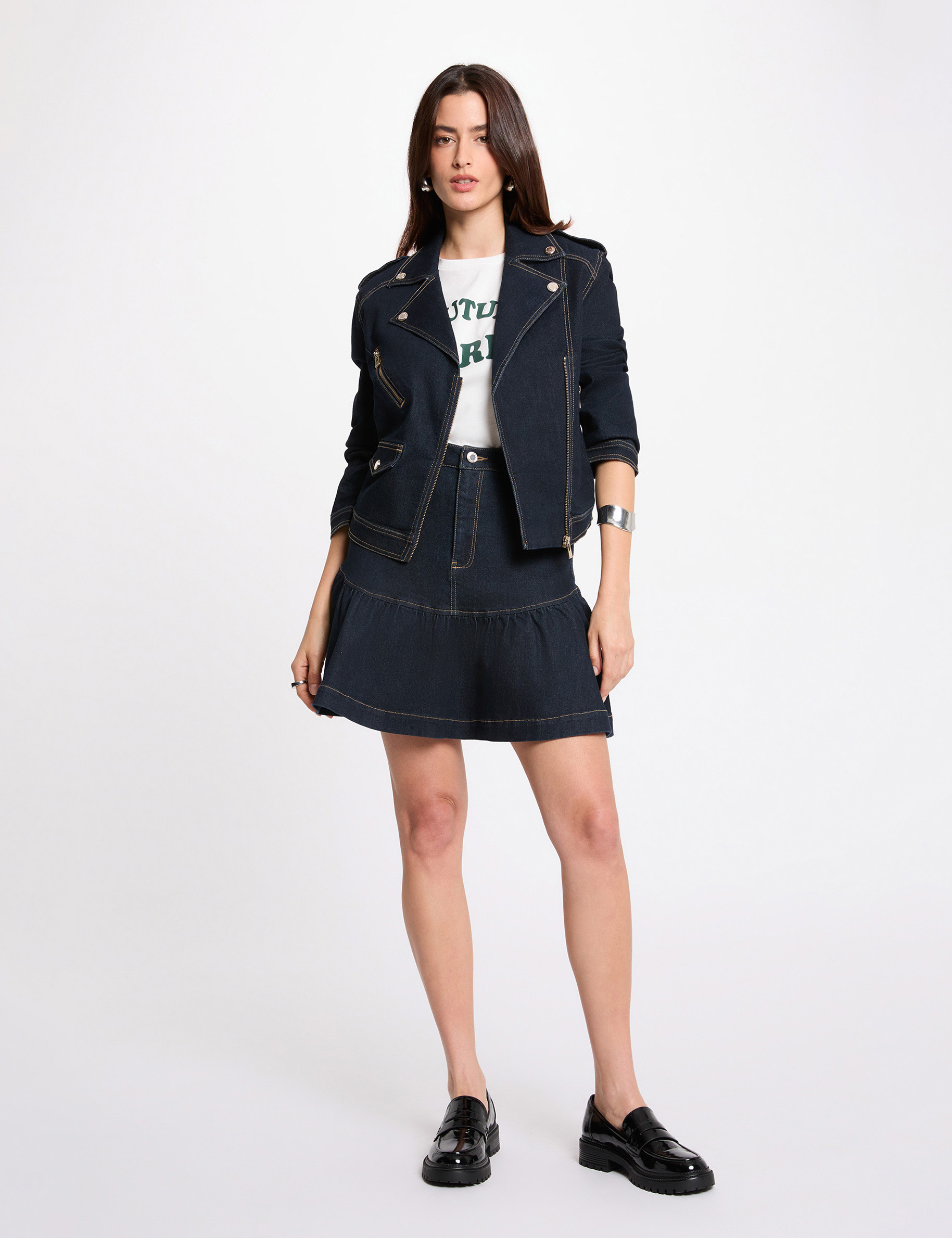 Oversized denim jacket blue women
