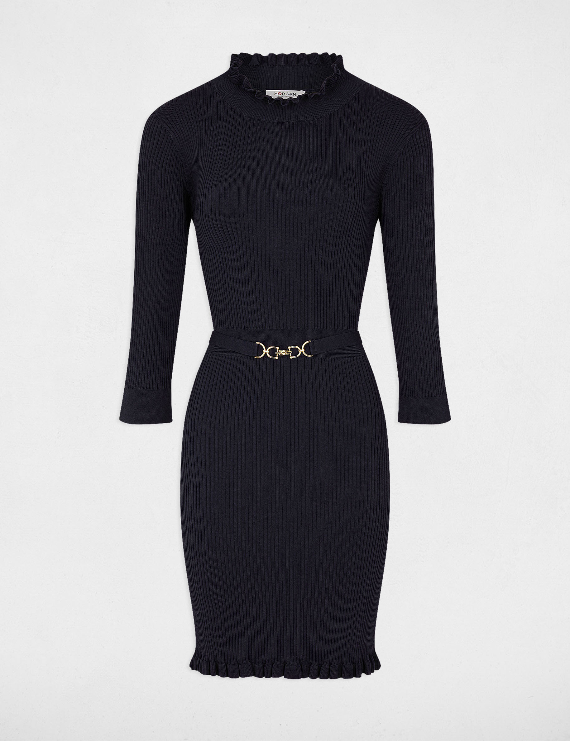 Fitted jumper dress with ornament navy ladies'