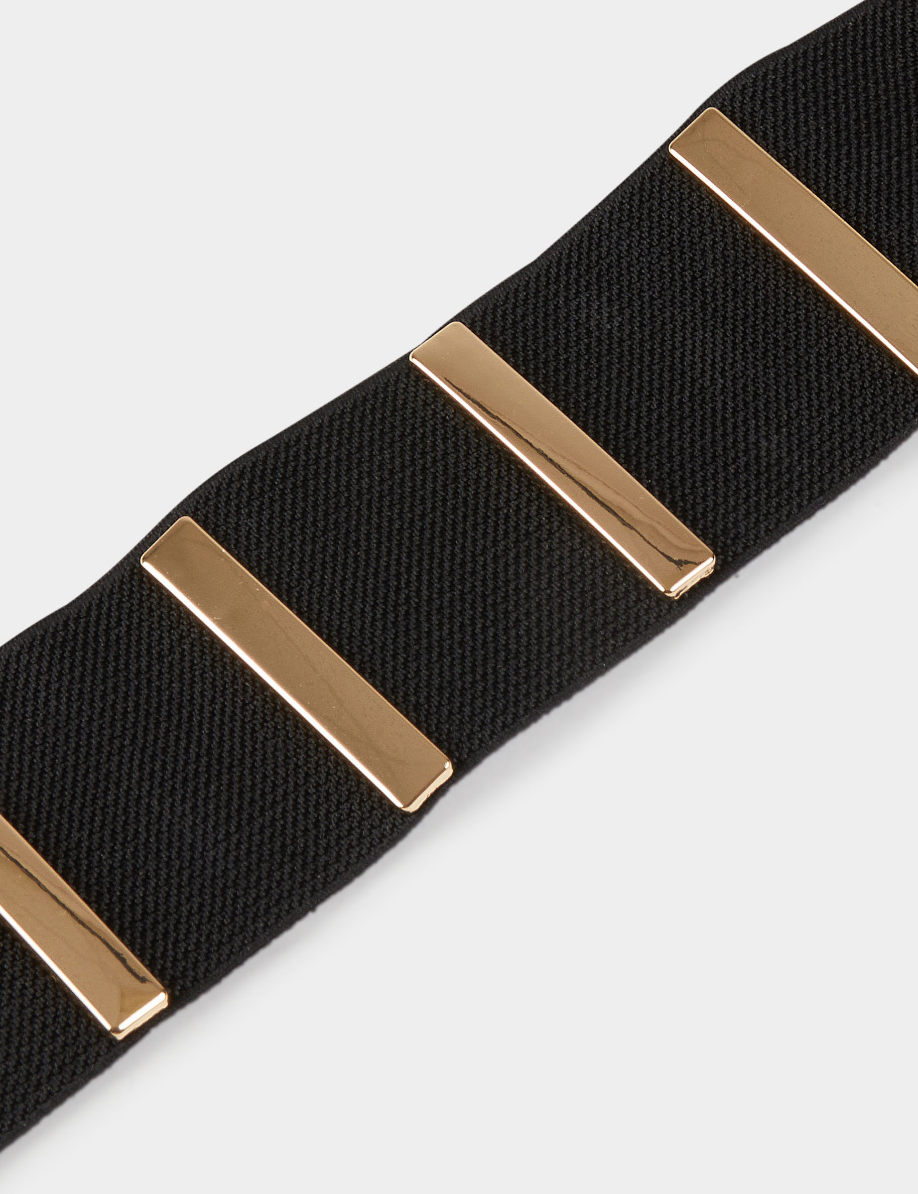 Elasticised belt with round buckle black ladies'