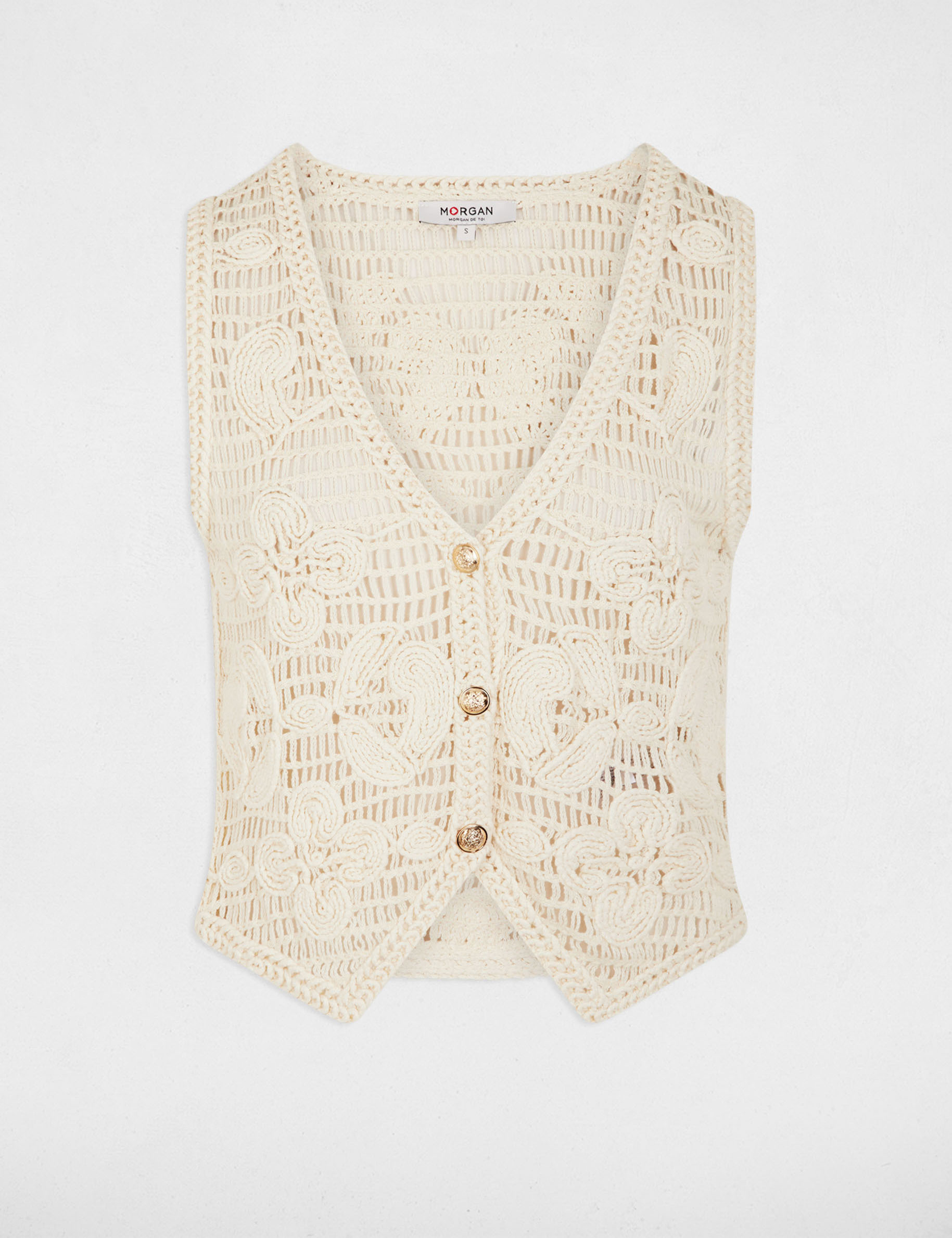 Sleeveless V-neck cardigan ivory women
