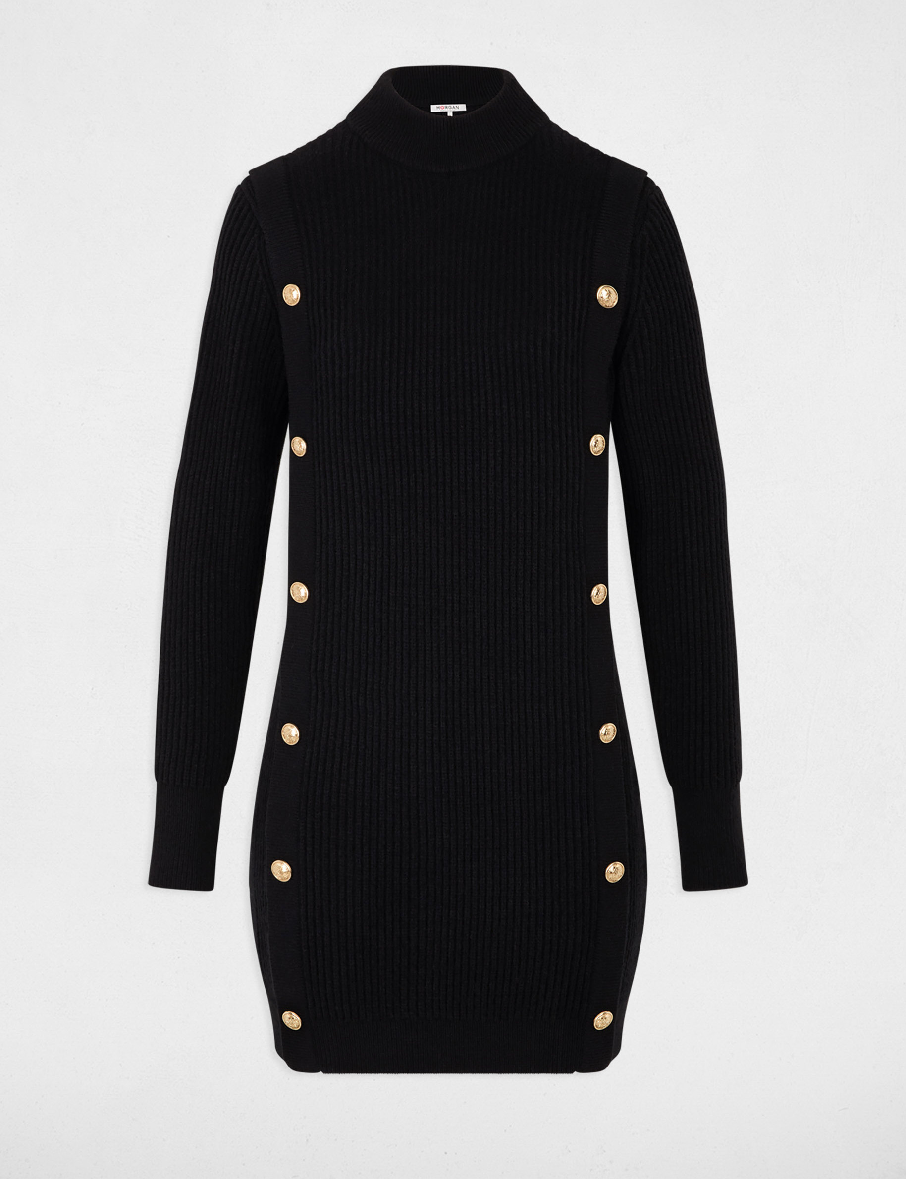 Robe courte tricot noir femme