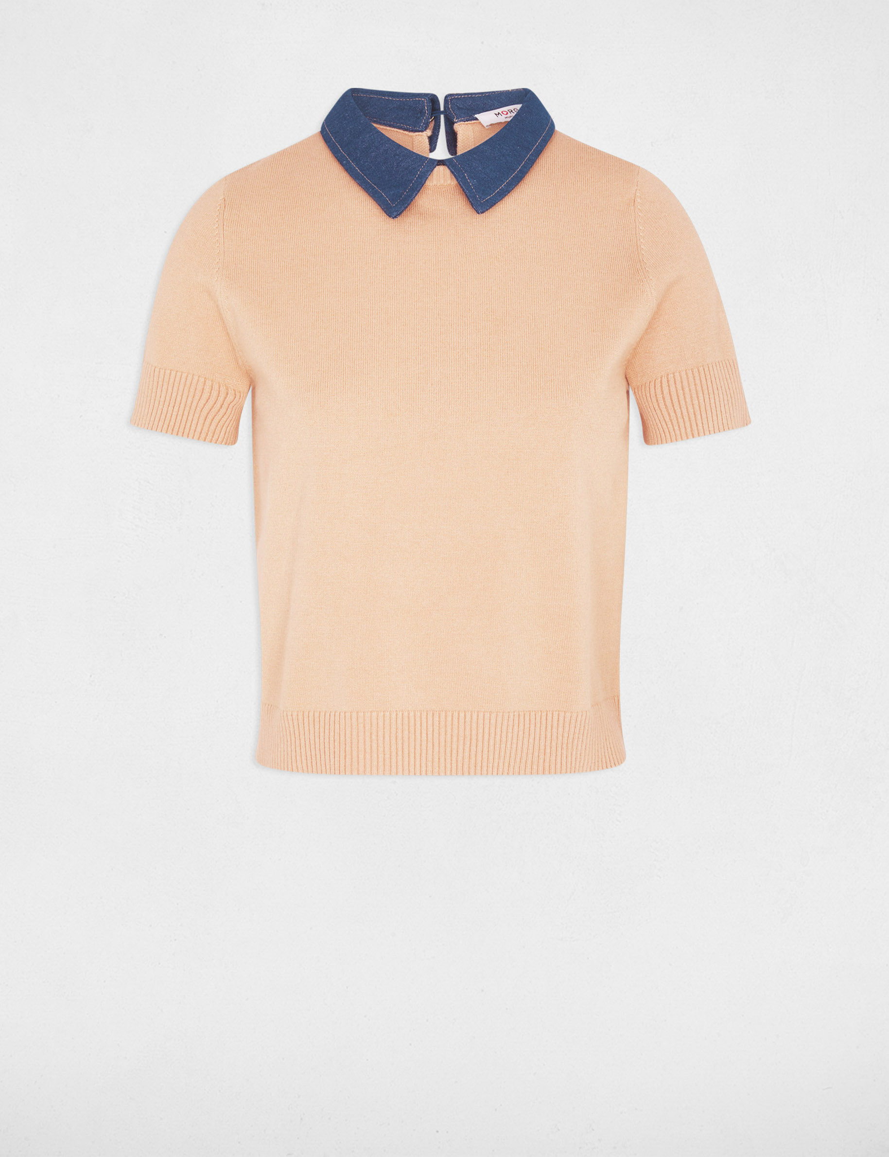 Sweater with a folded collar camel women