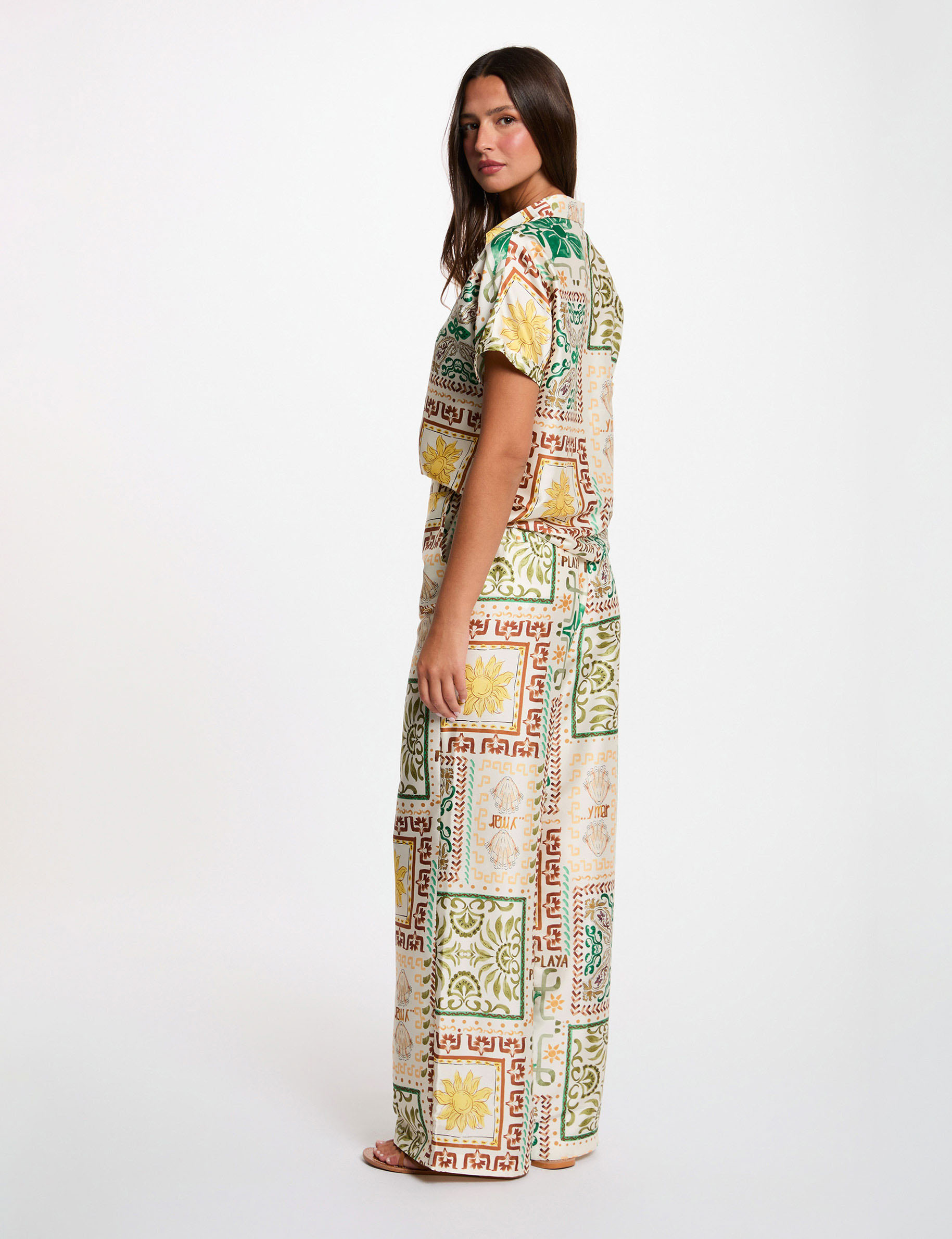 Satin printed shirt multicolor women