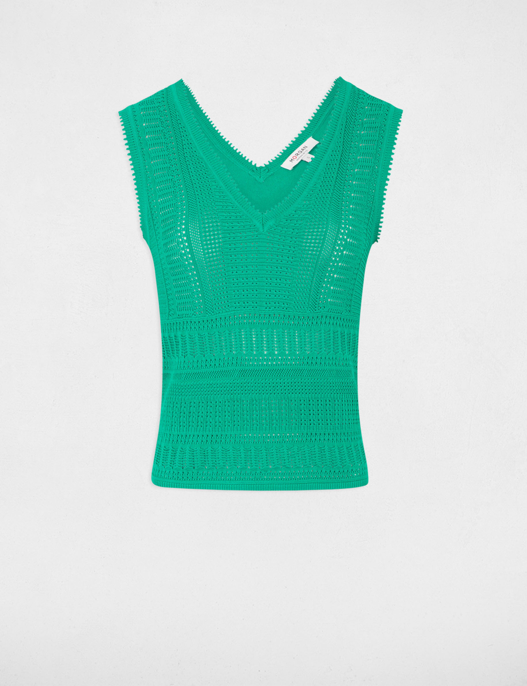 sleeveless openwork jumper emerald green women Sleeveless openwork jumper emerald green women