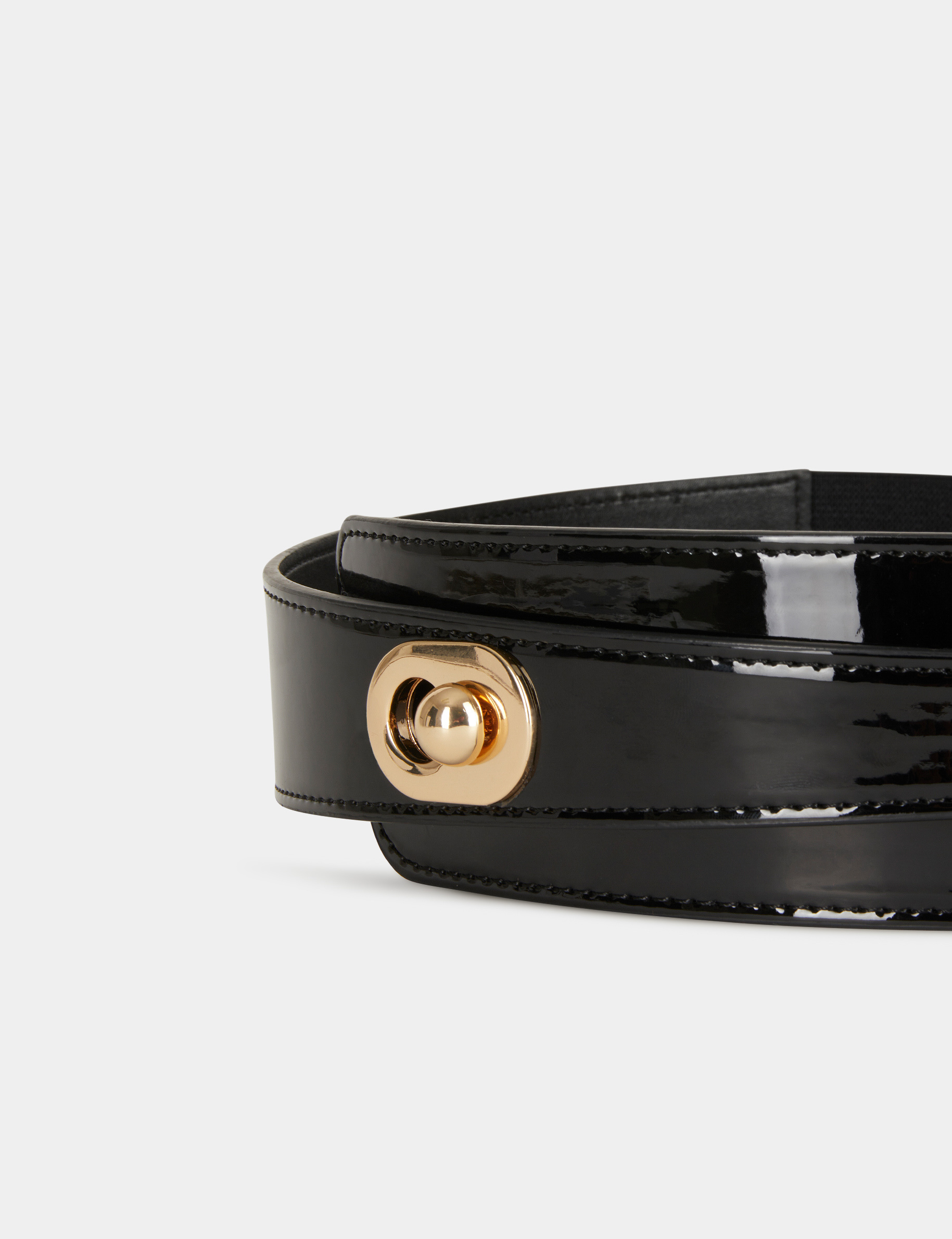 Asymmetric elasticised belt black ladies'